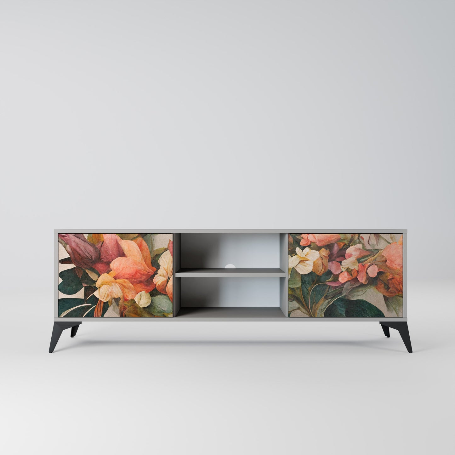 STYLISH BEAUTY 2-Door TV Stand in Grey Finish