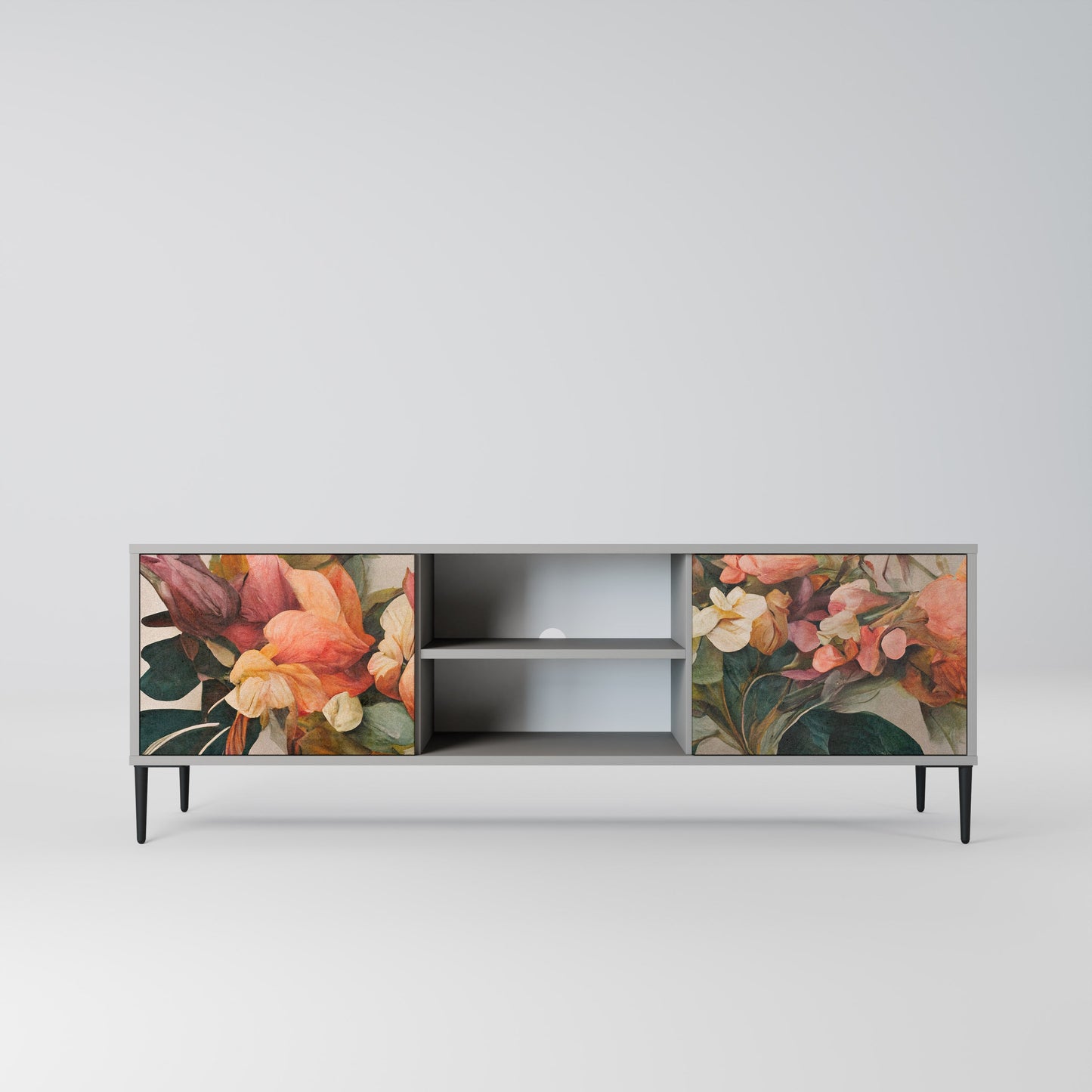 STYLISH BEAUTY 2-Door TV Stand in Grey Finish