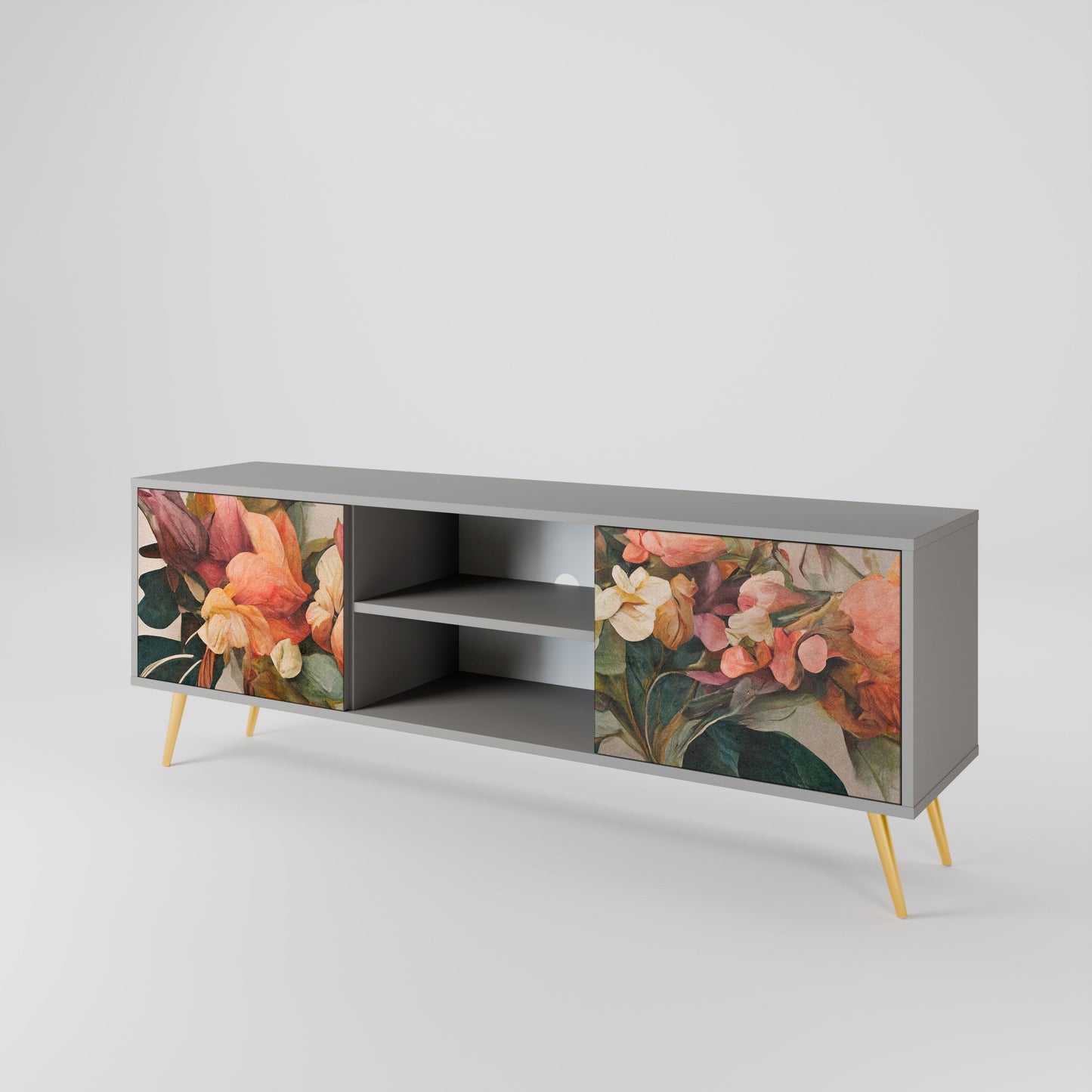 STYLISH BEAUTY 2-Door TV Stand in Grey Finish