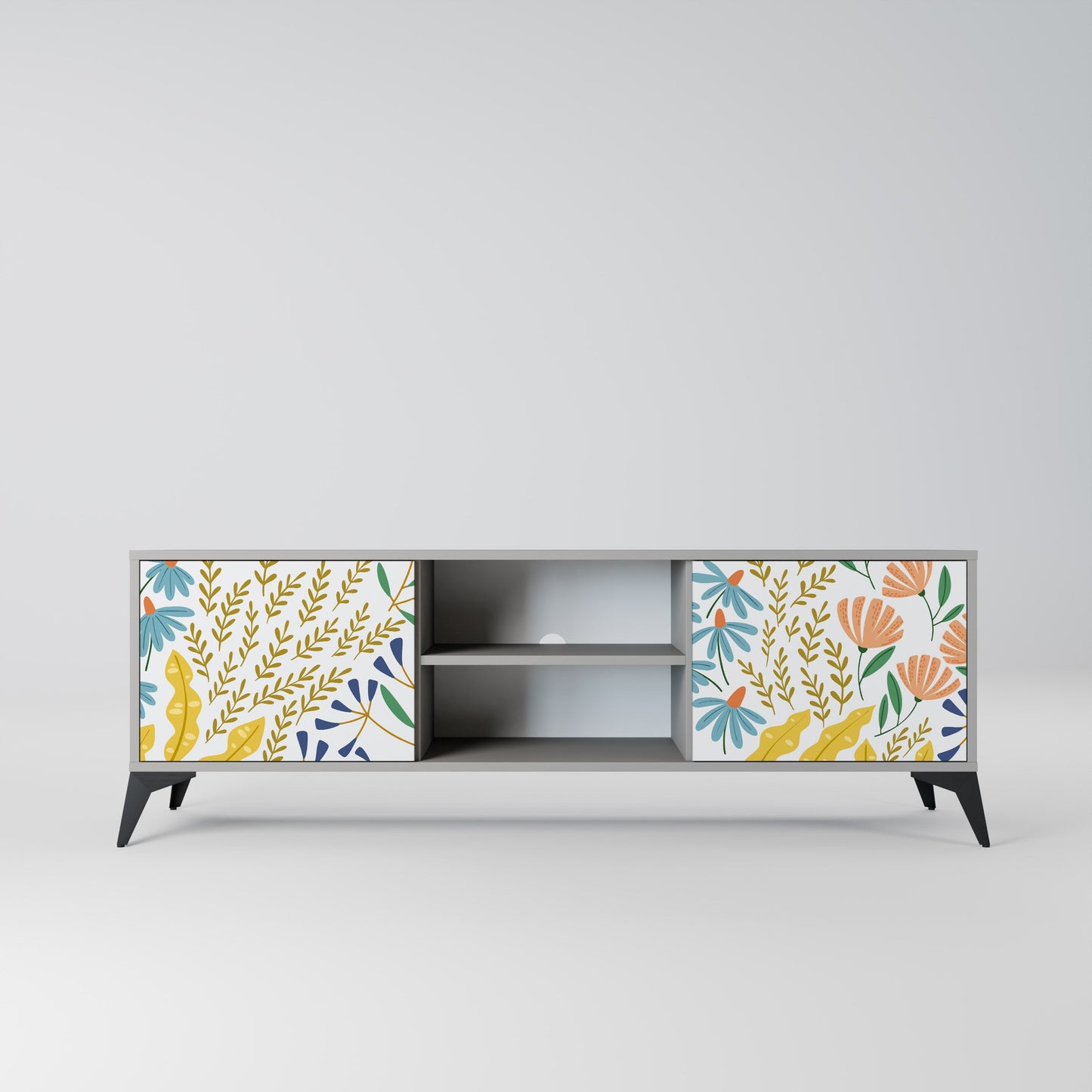 HELLO SPRING 2-Door TV Stand in Grey Finish