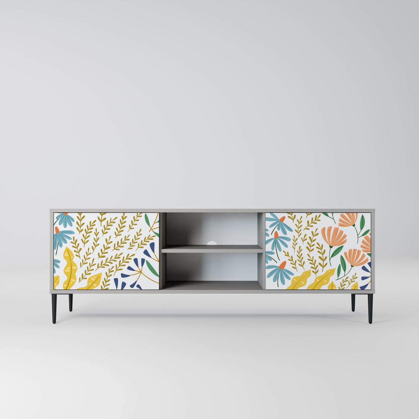 HELLO SPRING 2-Door TV Stand in Grey Finish