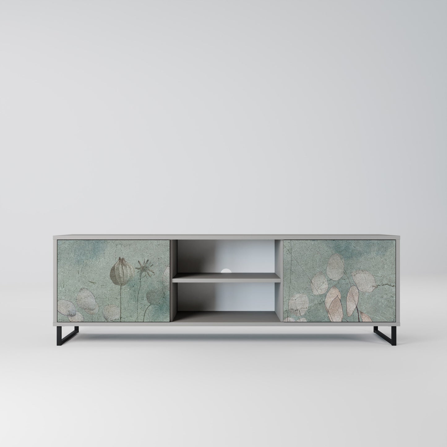 NIGHT LADY 2-Door TV Stand in Grey Finish