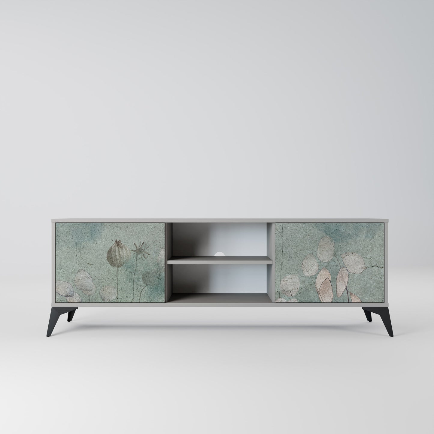 NIGHT LADY 2-Door TV Stand in Grey Finish