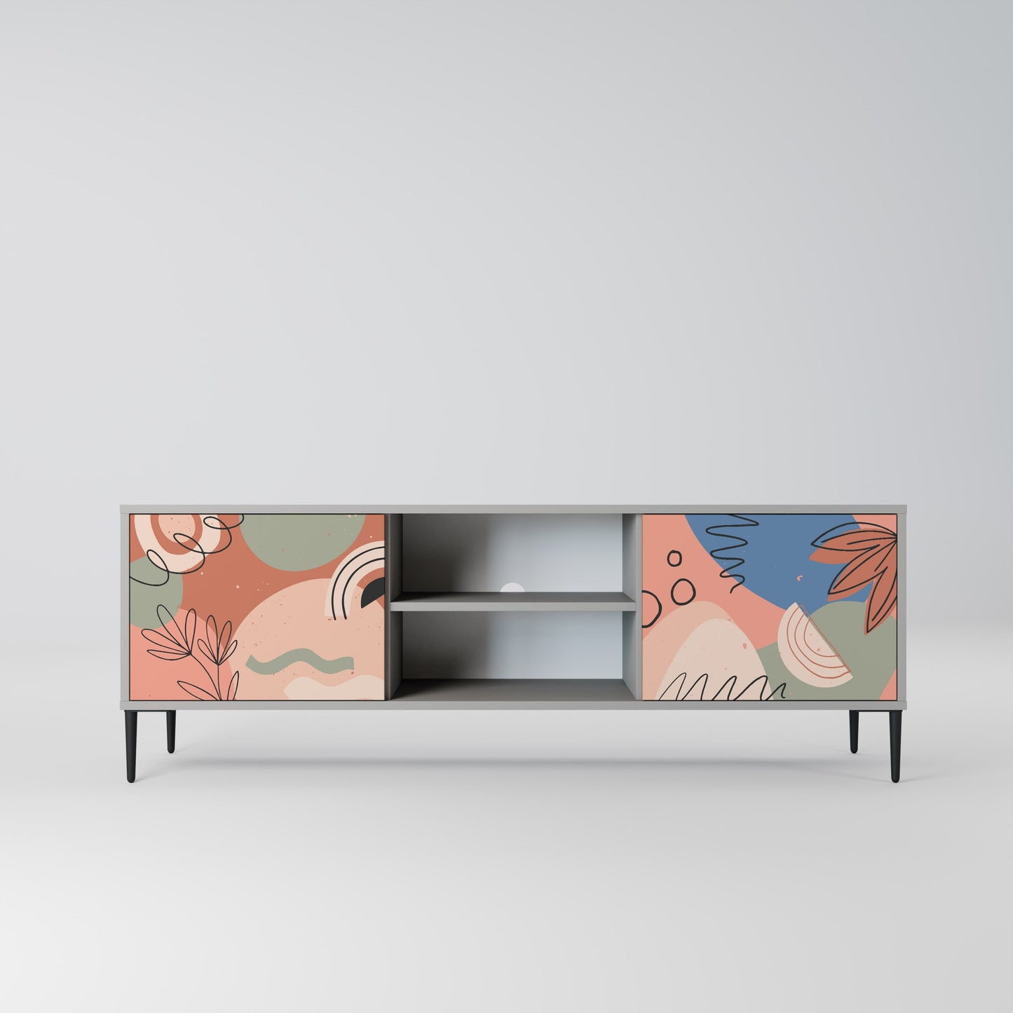 PASTEL DESTINY 2-Door TV Stand in Grey Finish