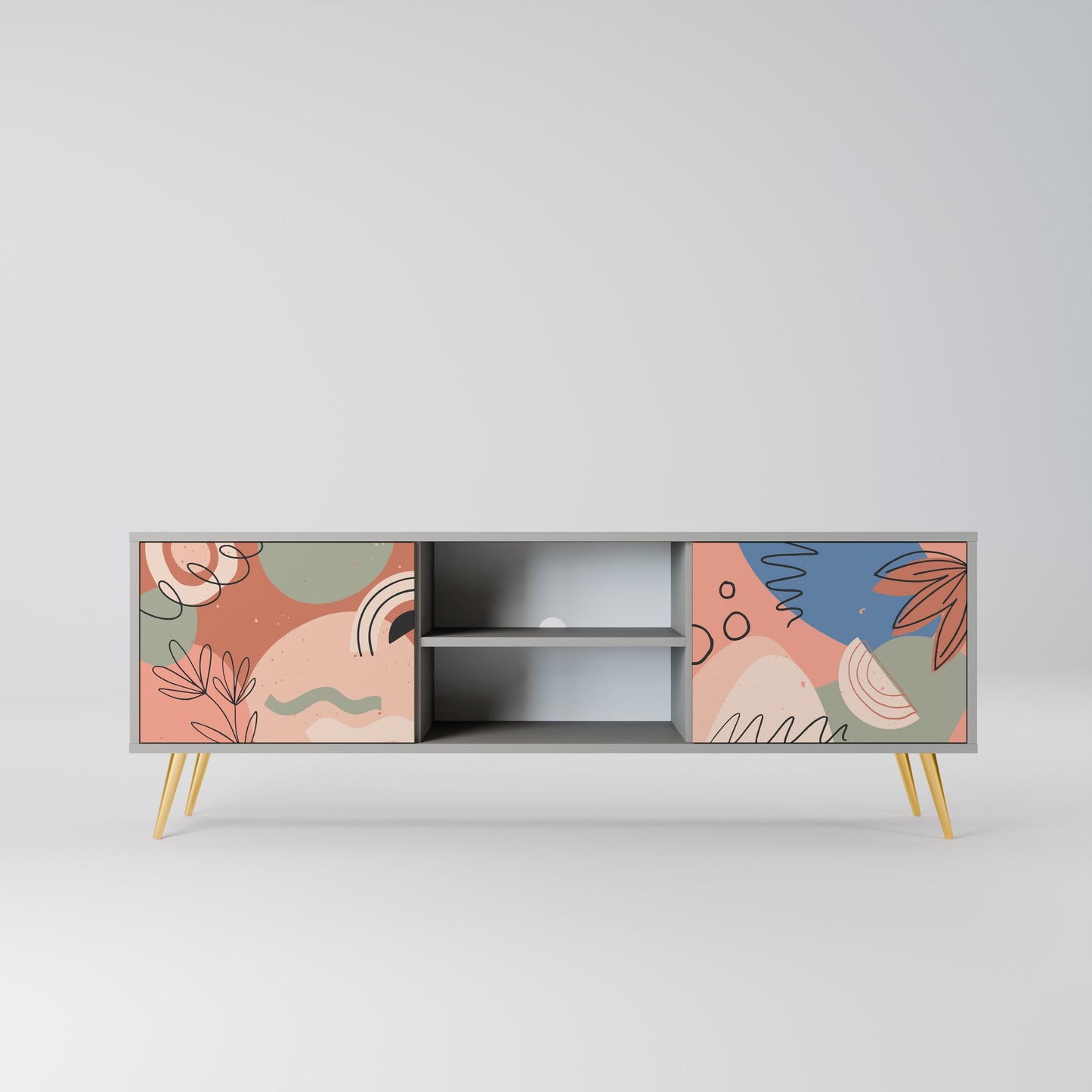 PASTEL DESTINY 2-Door TV Stand in Grey Finish