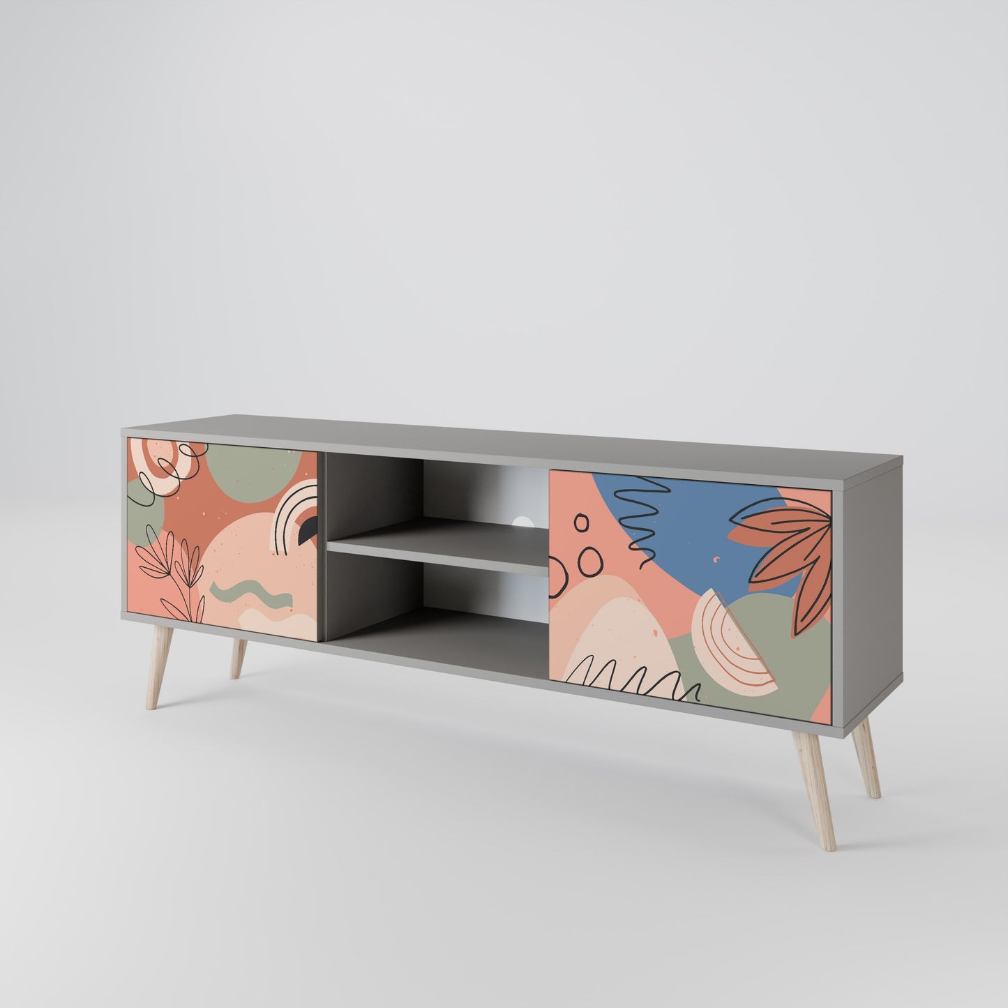 PASTEL DESTINY 2-Door TV Stand in Grey Finish