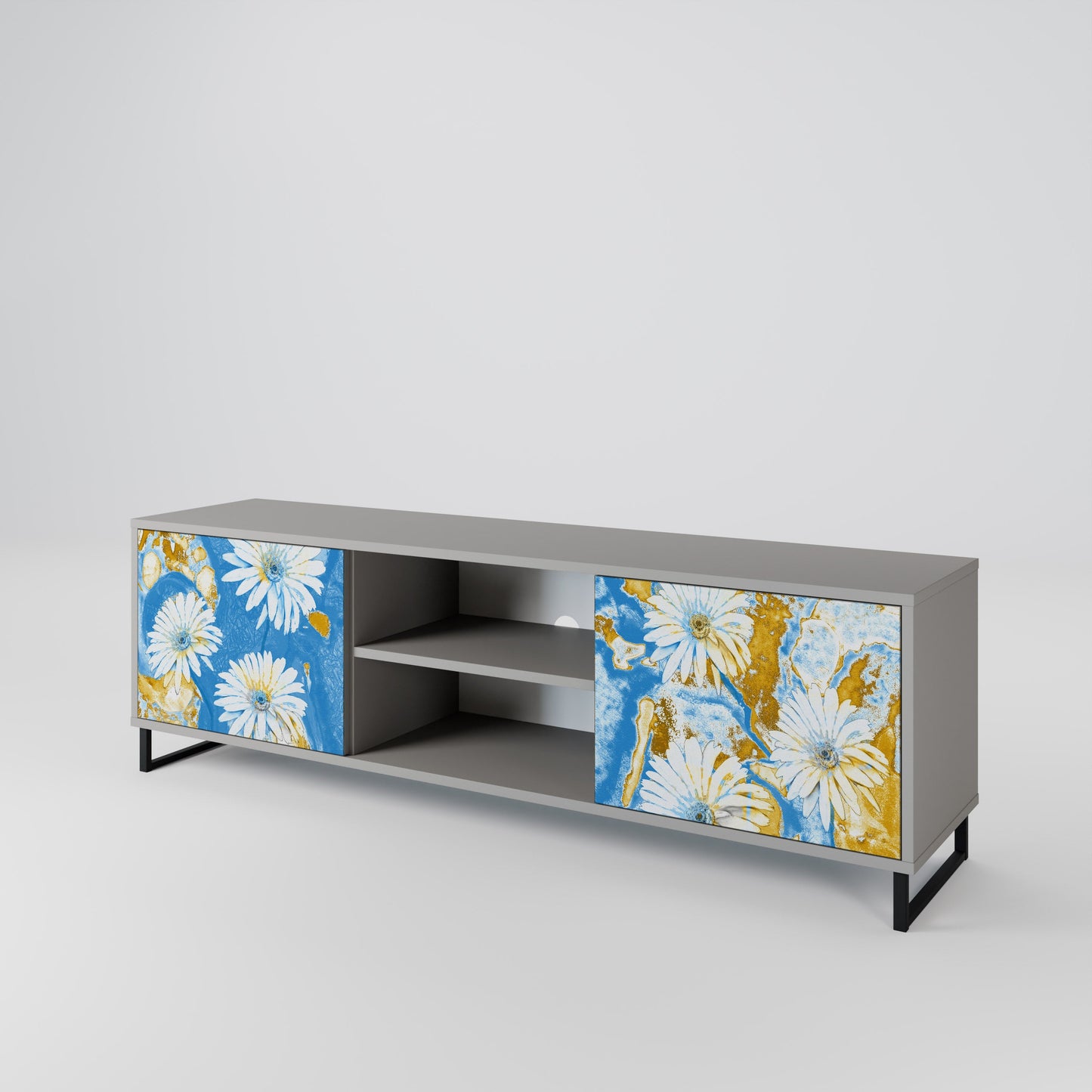DAISY LUXE 2-Door TV Stand in Grey Finish