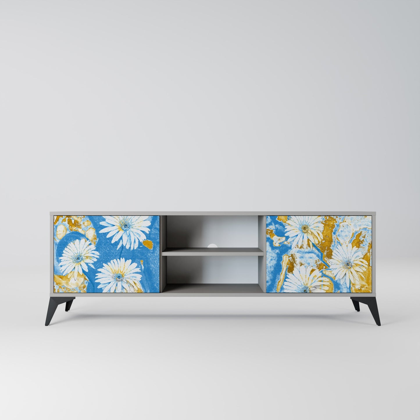 DAISY LUXE 2-Door TV Stand in Grey Finish