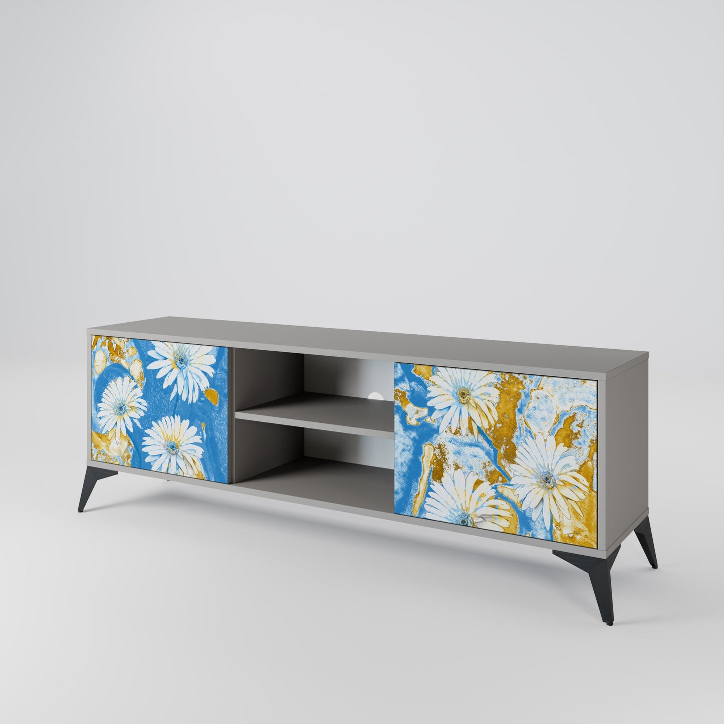 DAISY LUXE 2-Door TV Stand in Grey Finish