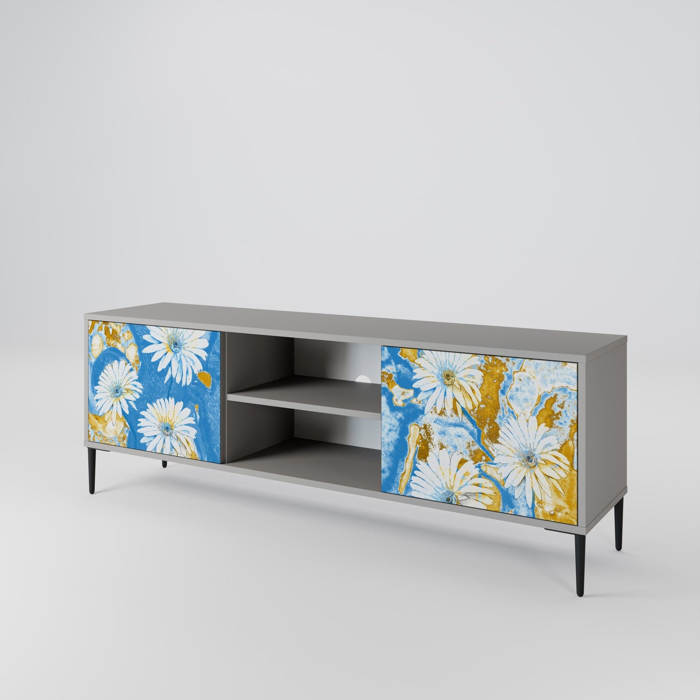 DAISY LUXE 2-Door TV Stand in Grey Finish