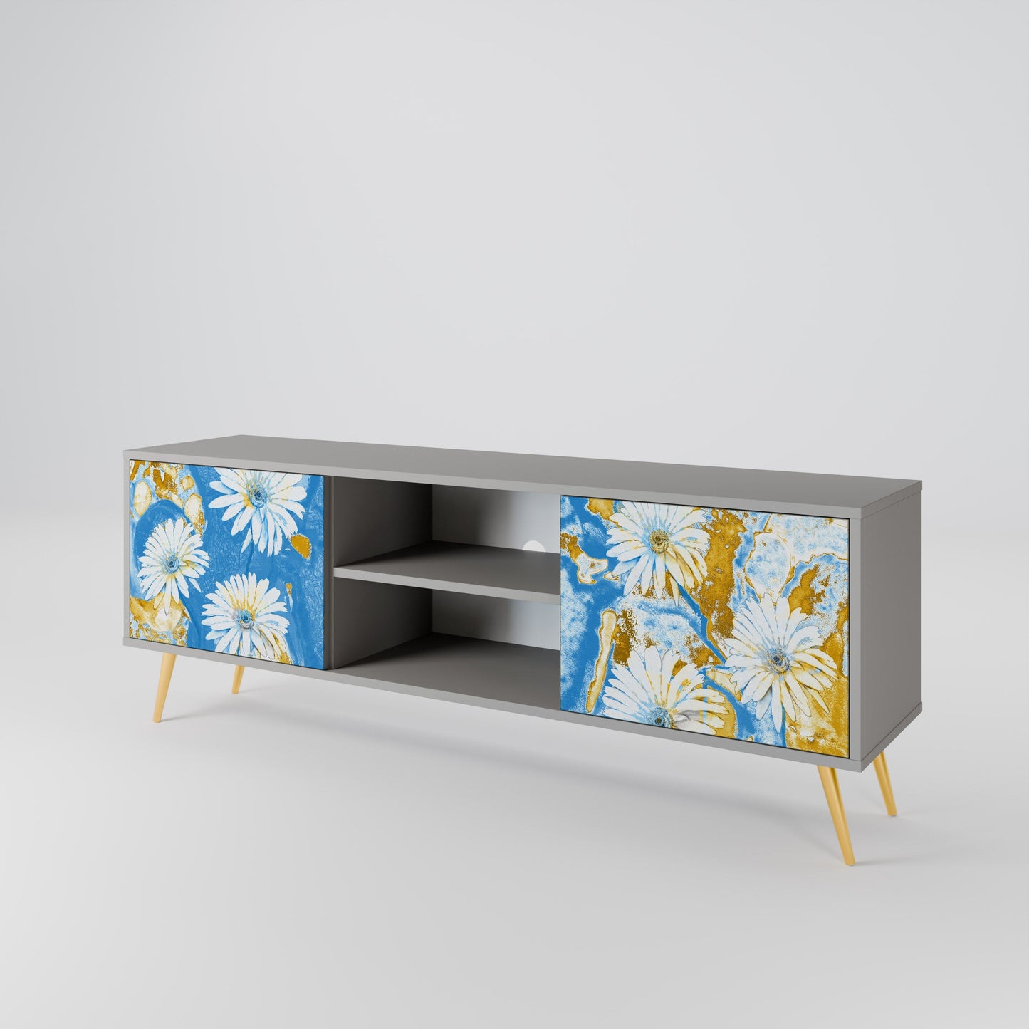 DAISY LUXE 2-Door TV Stand in Grey Finish
