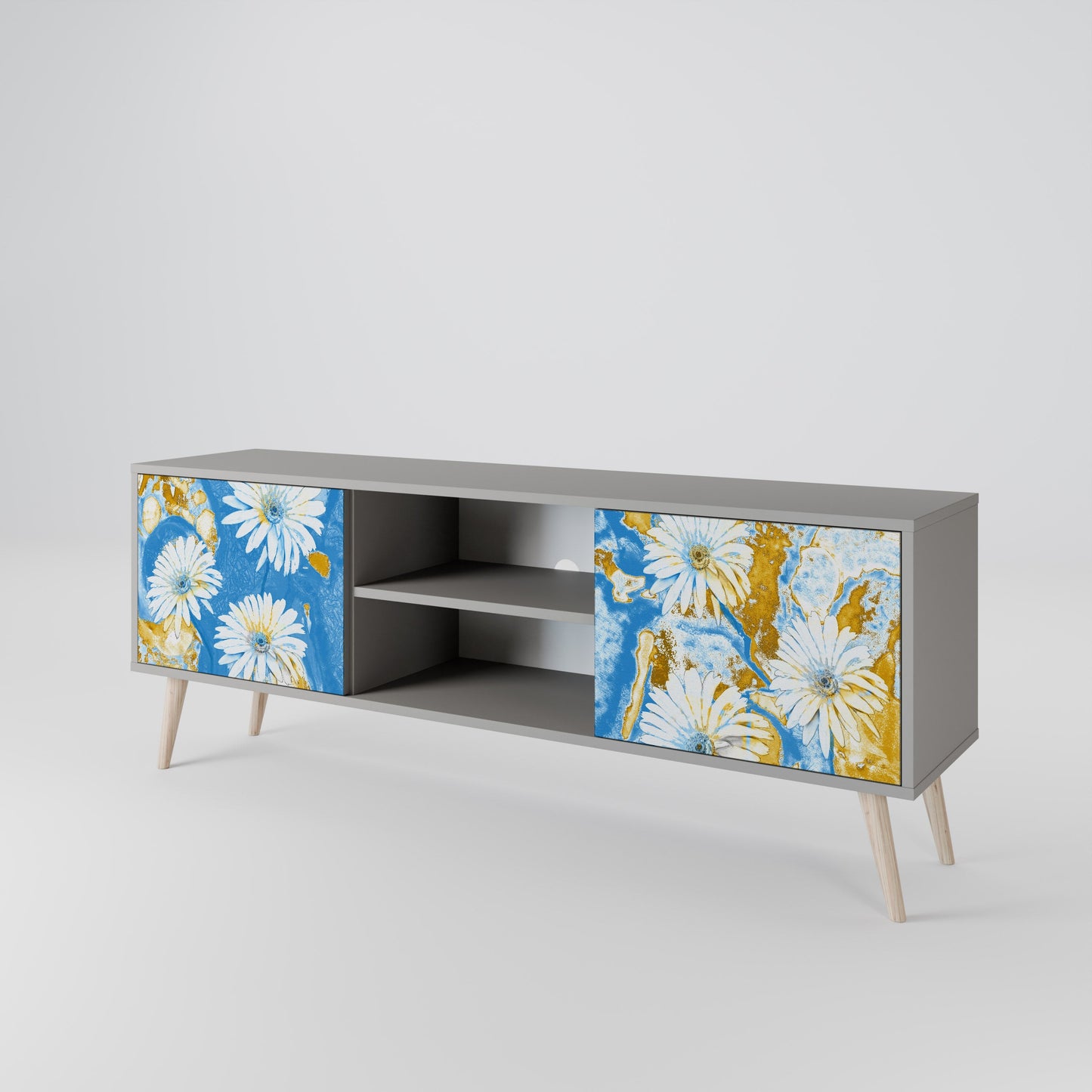 DAISY LUXE 2-Door TV Stand in Grey Finish