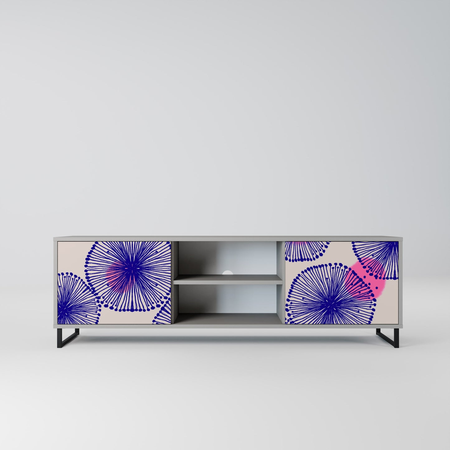 MAGIC NATURE 2-Door TV Stand in Grey Finish