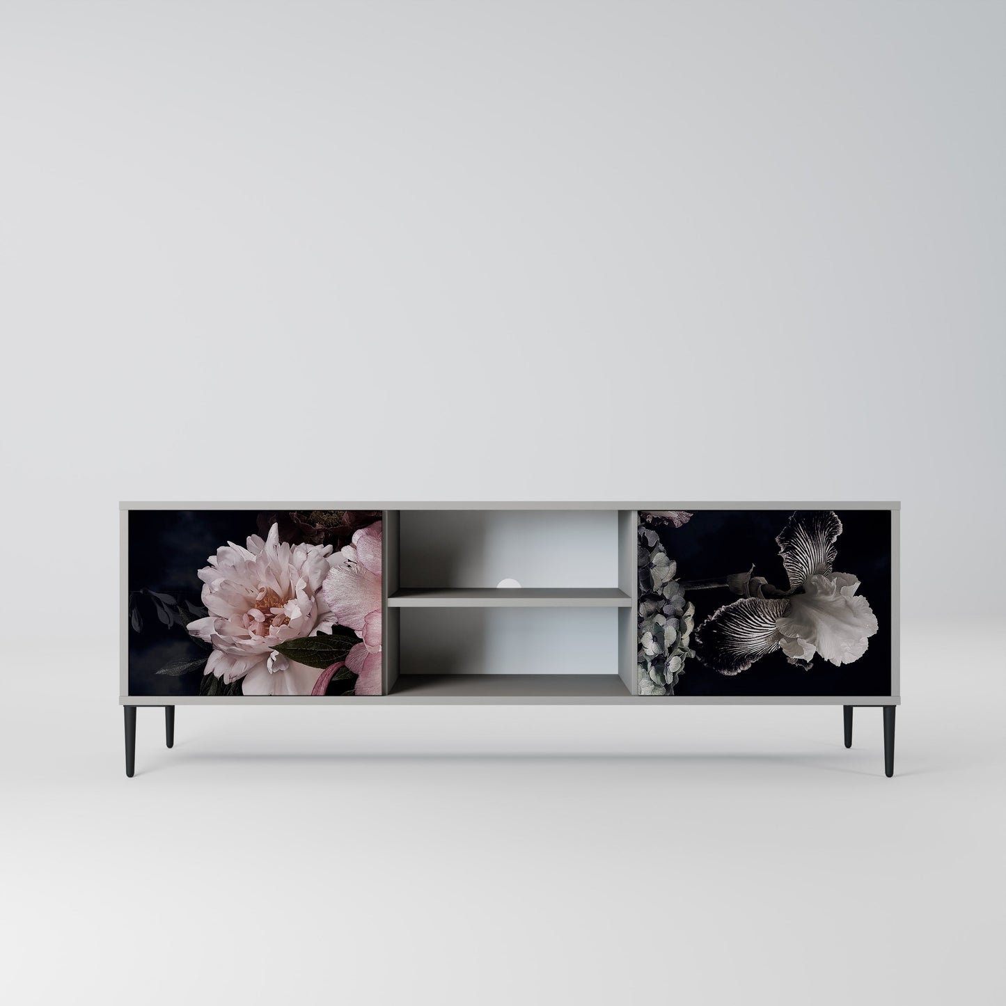 PURE BLOSSOM 2-Door TV Stand in Grey Finish