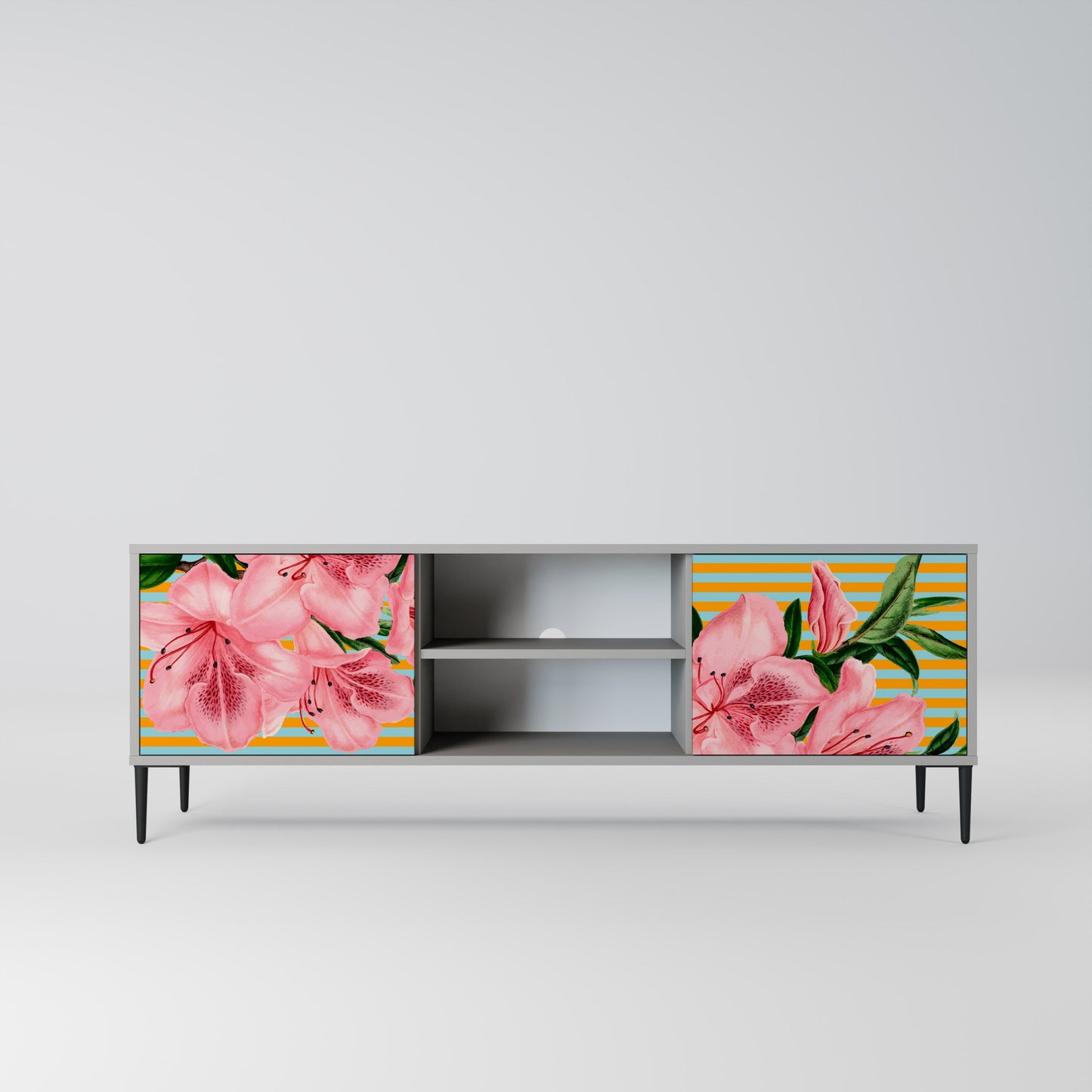 FRAGILE BEAUTY 2-Door TV Stand in Grey Finish