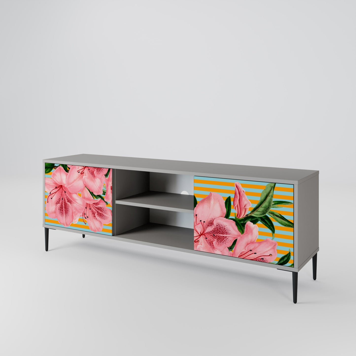 FRAGILE BEAUTY 2-Door TV Stand in Grey Finish