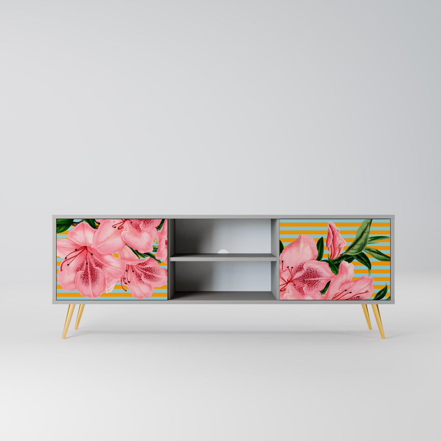 FRAGILE BEAUTY 2-Door TV Stand in Grey Finish