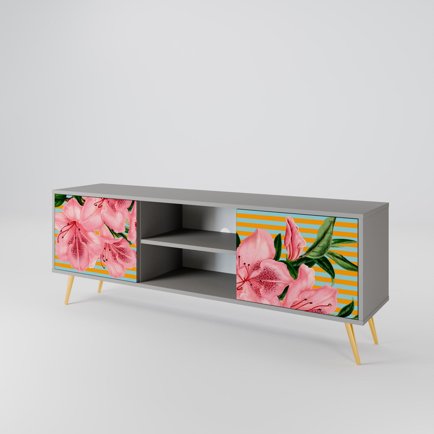 FRAGILE BEAUTY 2-Door TV Stand in Grey Finish