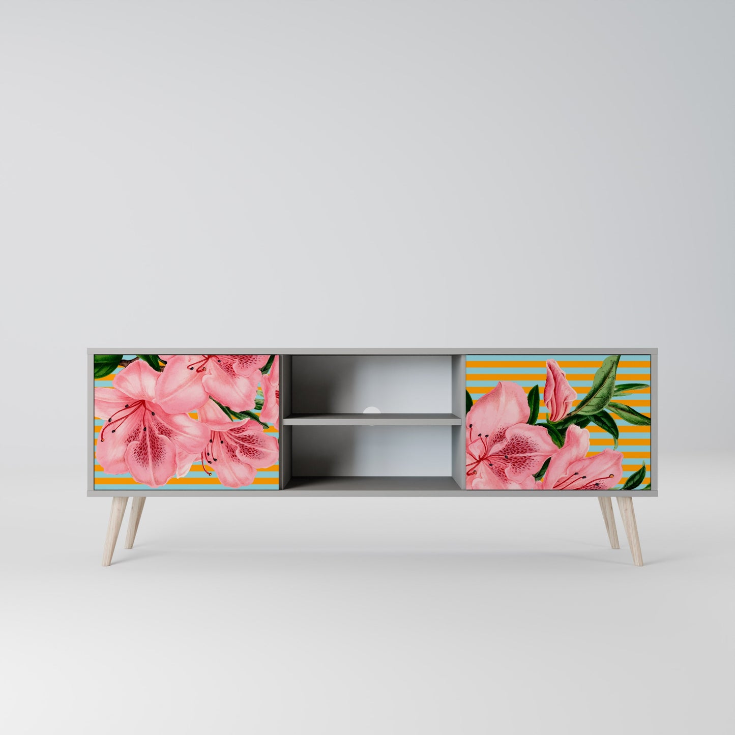 FRAGILE BEAUTY 2-Door TV Stand in Grey Finish