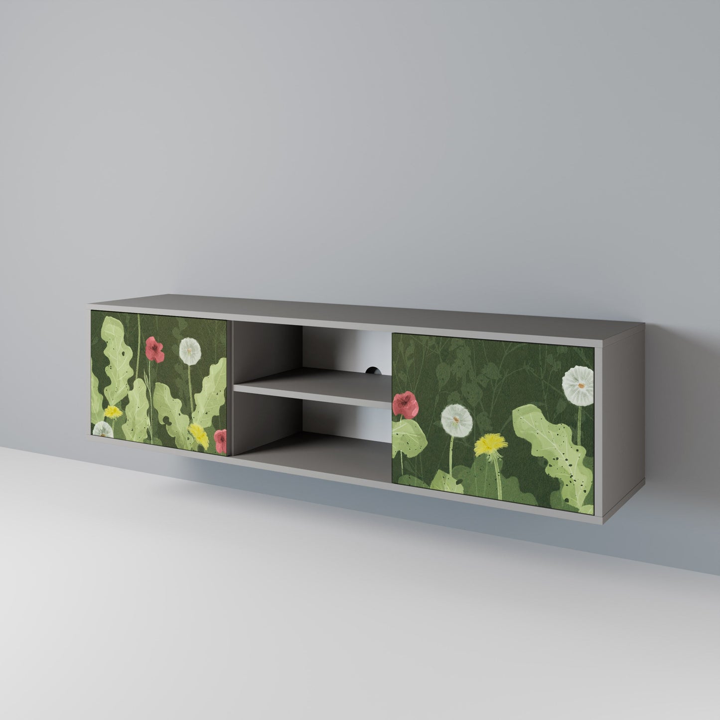 DANDELION AMUSE 2-Door TV Stand in Grey Finish