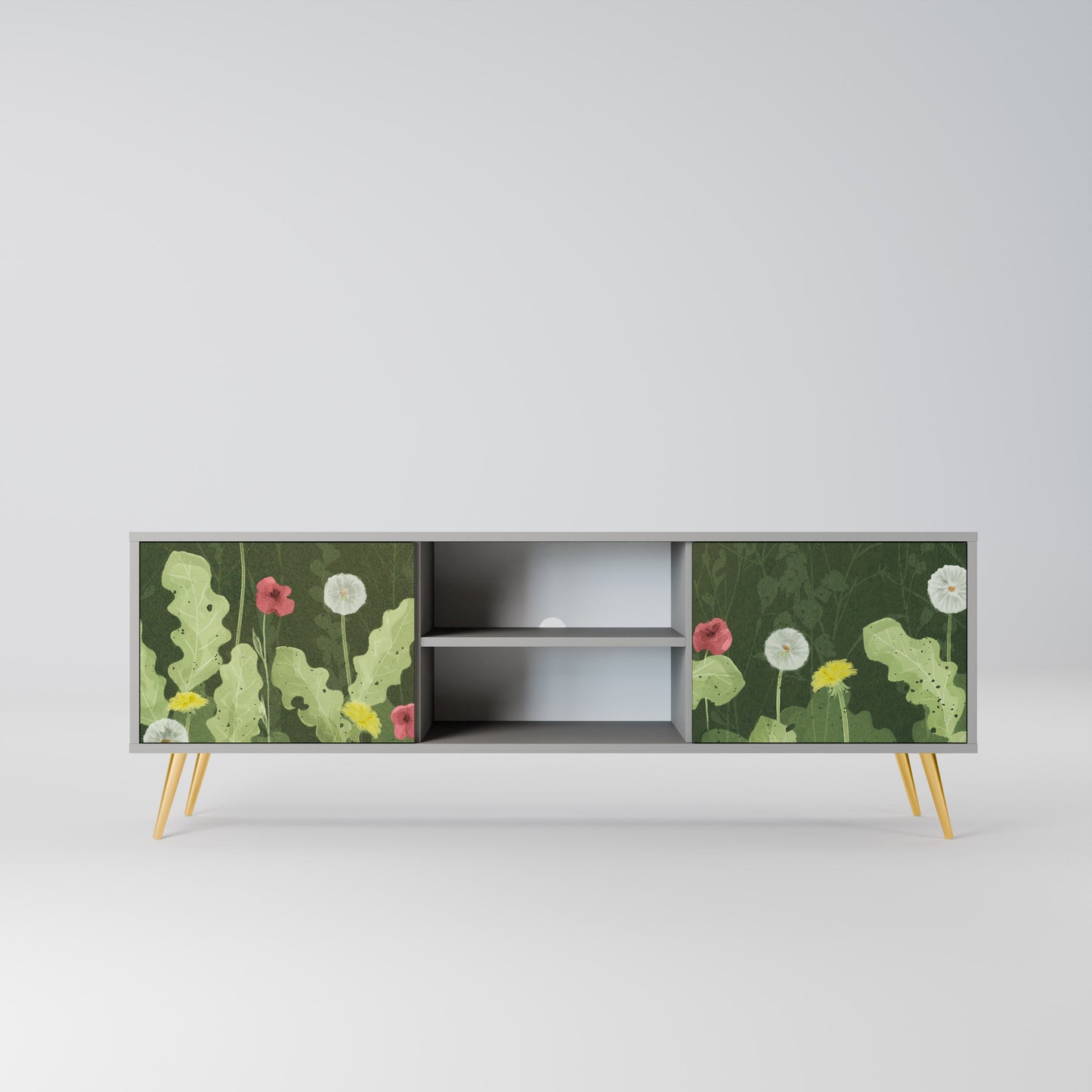 DANDELION AMUSE 2-Door TV Stand in Grey Finish