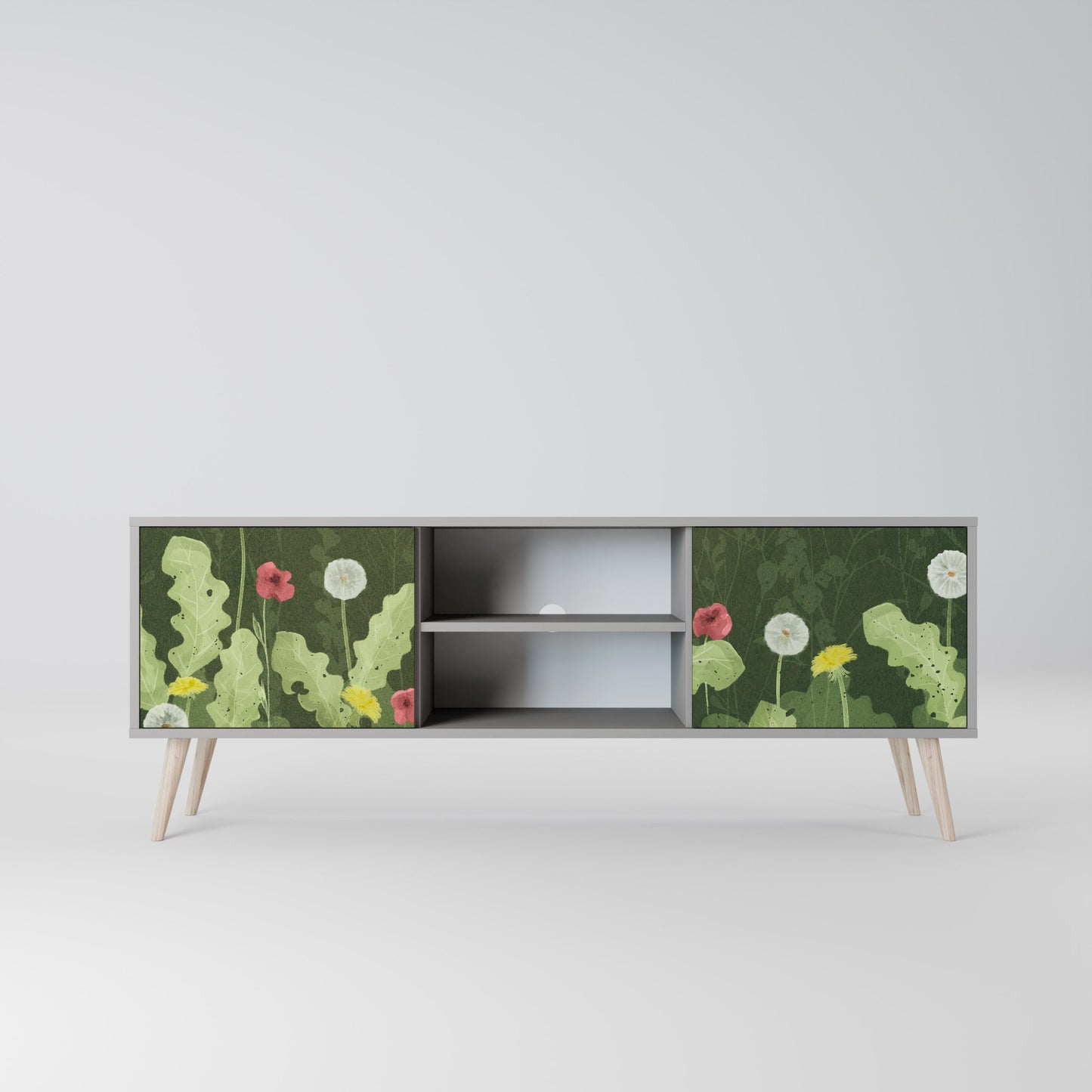 DANDELION AMUSE 2-Door TV Stand in Grey Finish