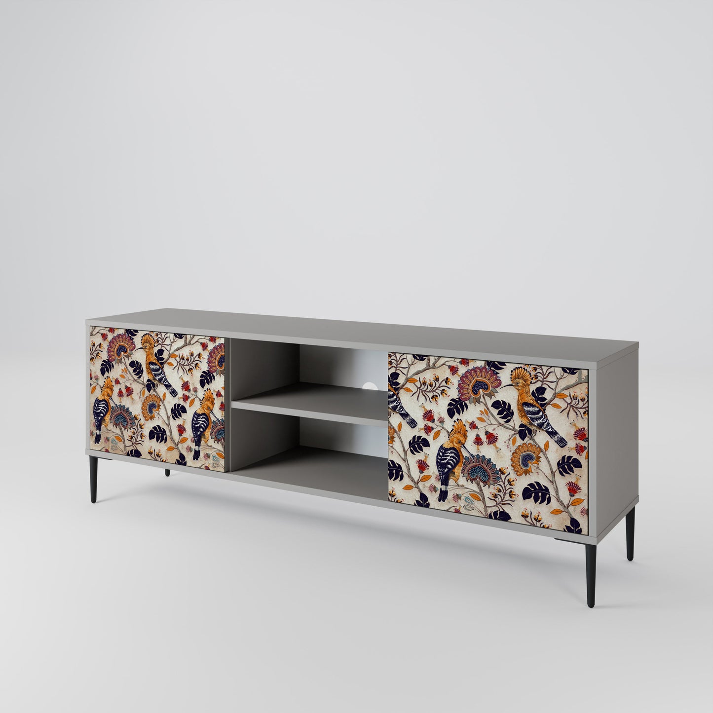 EMINENT HOOPOE 2-Door TV Stand in Grey Finish