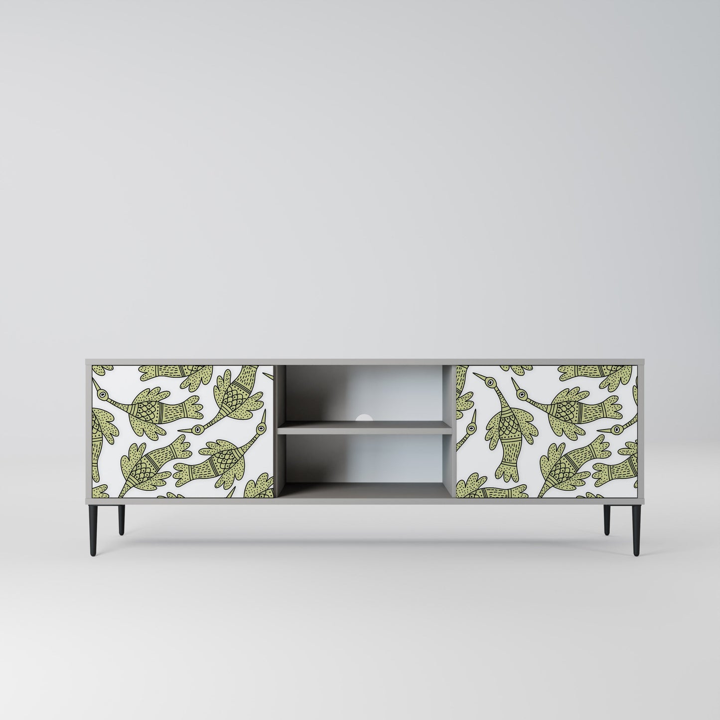 SEEDLING SONGBIRD 2-Door TV Stand in Grey Finish