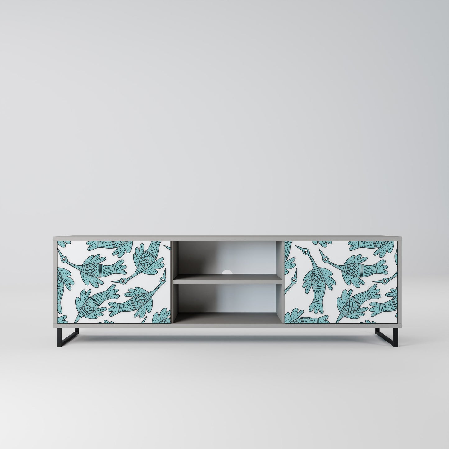 WATERSPOUT SONGIBIRD 2-Door TV Stand in Grey Finish