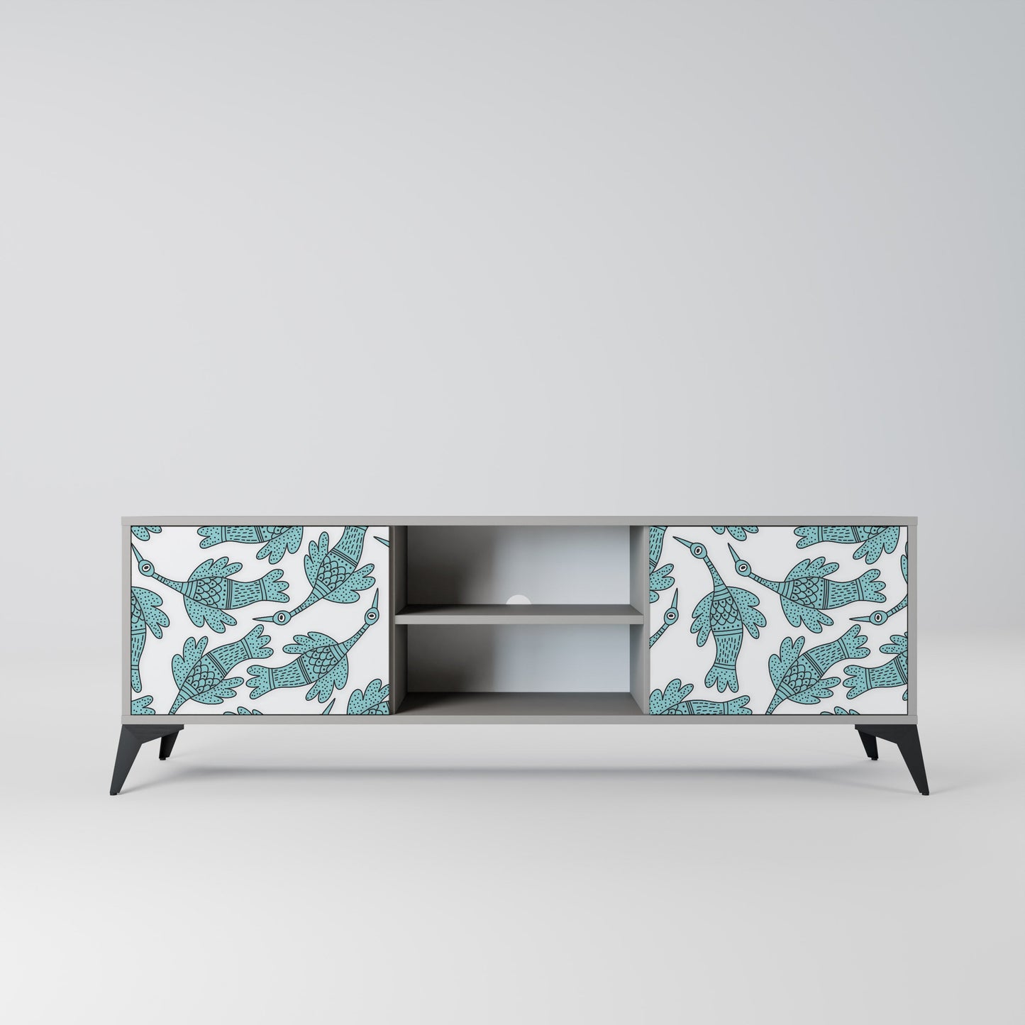 WATERSPOUT SONGIBIRD 2-Door TV Stand in Grey Finish
