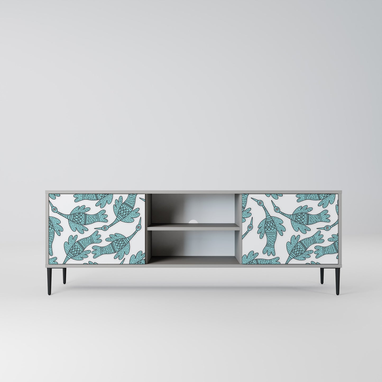 WATERSPOUT SONGIBIRD 2-Door TV Stand in Grey Finish