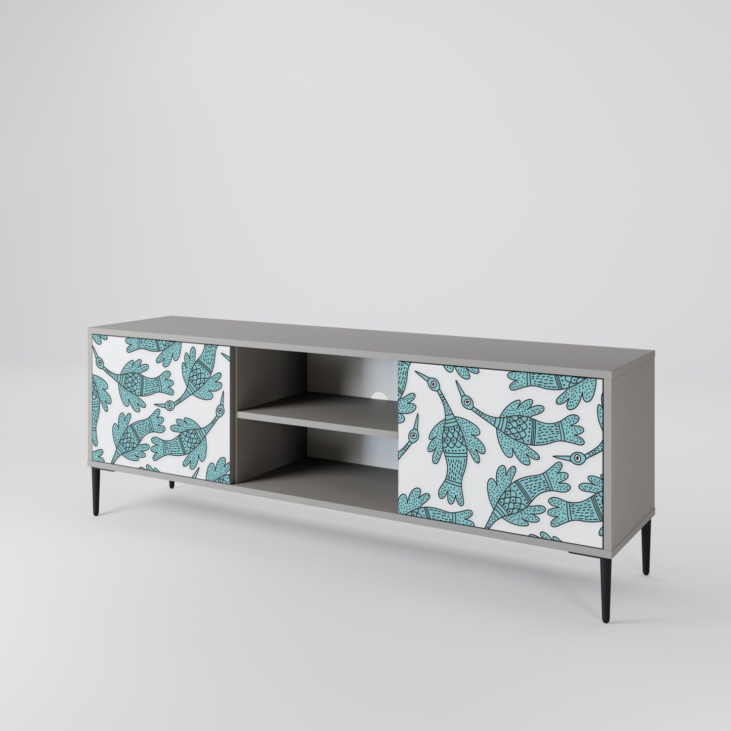 WATERSPOUT SONGIBIRD 2-Door TV Stand in Grey Finish