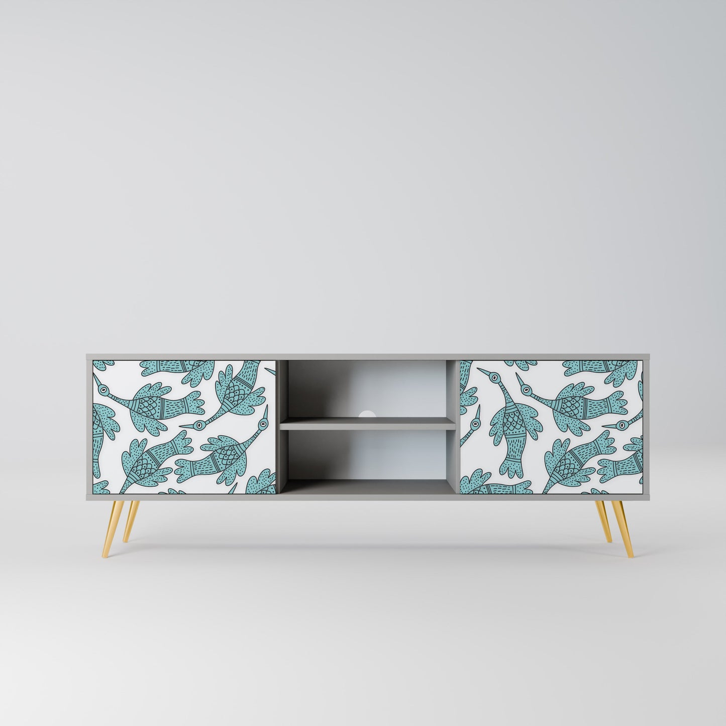WATERSPOUT SONGIBIRD 2-Door TV Stand in Grey Finish