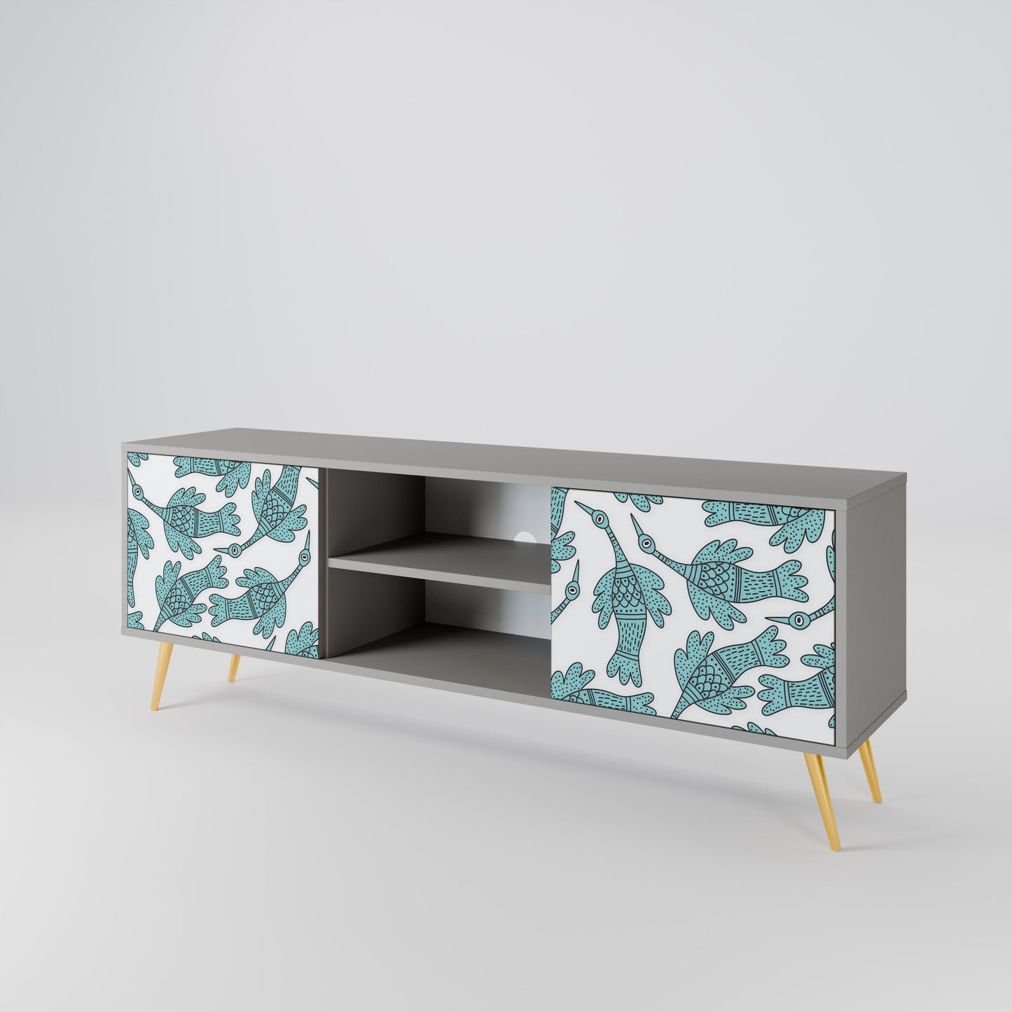 WATERSPOUT SONGIBIRD 2-Door TV Stand in Grey Finish