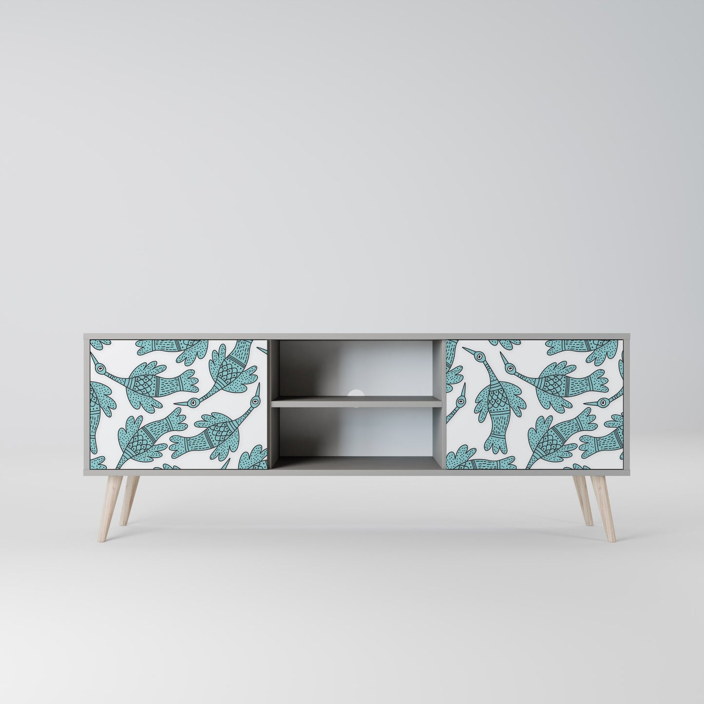 WATERSPOUT SONGIBIRD 2-Door TV Stand in Grey Finish
