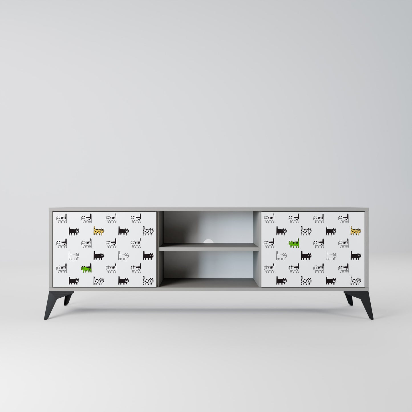 CATS COMPILATION 2-Door TV Stand in Grey Finish