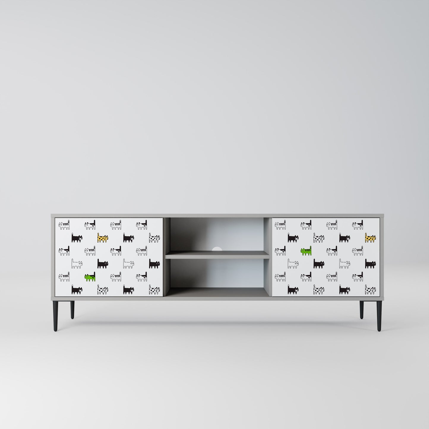 CATS COMPILATION 2-Door TV Stand in Grey Finish