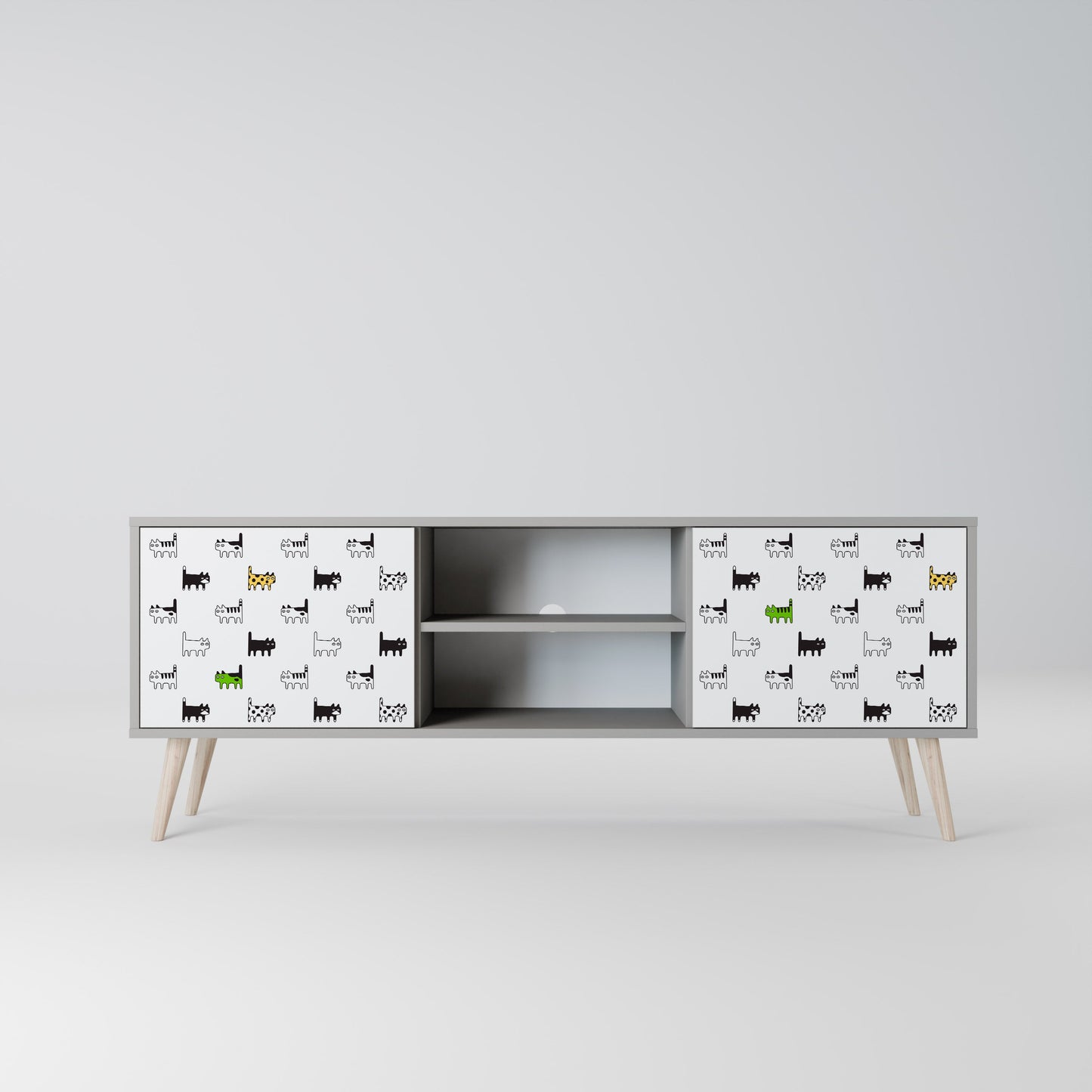 CATS COMPILATION 2-Door TV Stand in Grey Finish
