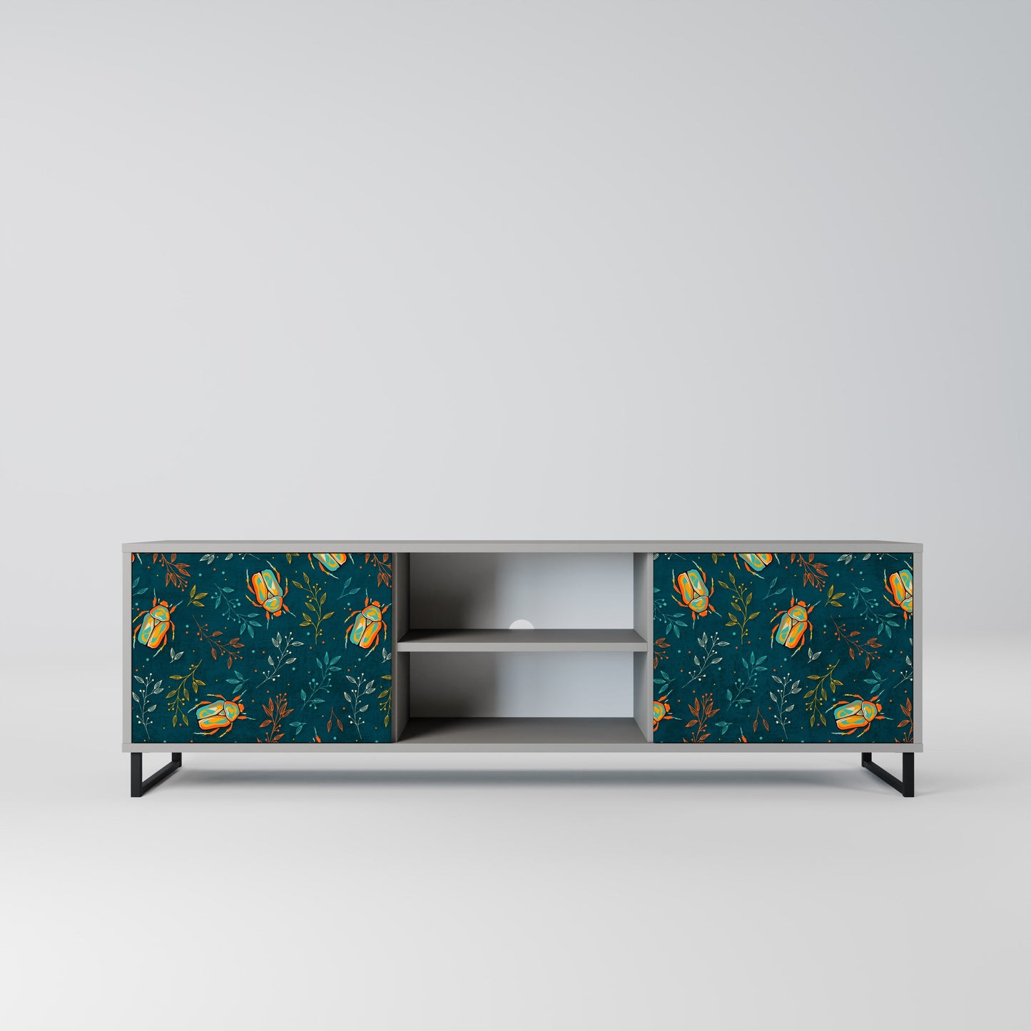 AUTUMN INSECTS 2-Door TV Stand in Grey Finish