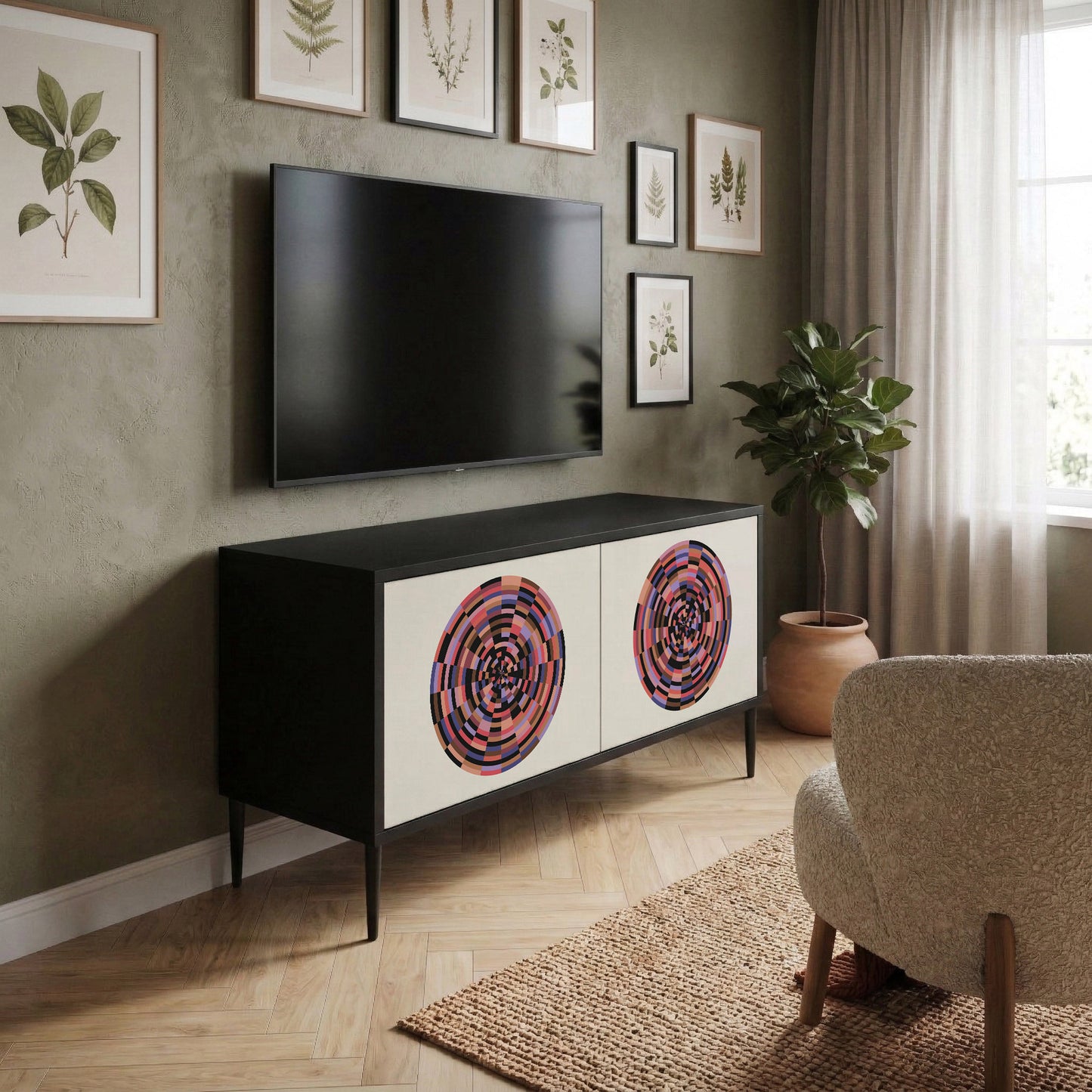 BROWN CIRCLES Mobile TV Compatto a 2 Ante
