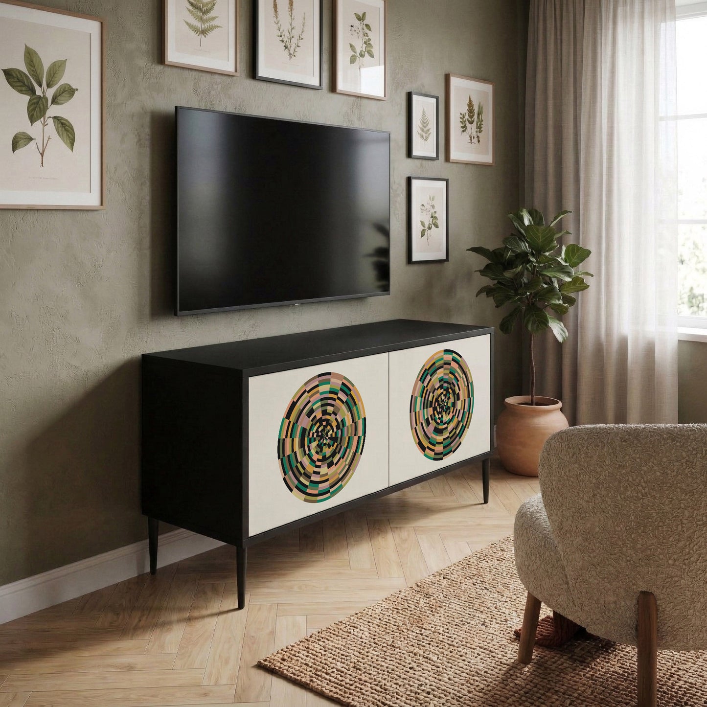GREEN CIRCLES Mobile TV Compatto a 2 Ante