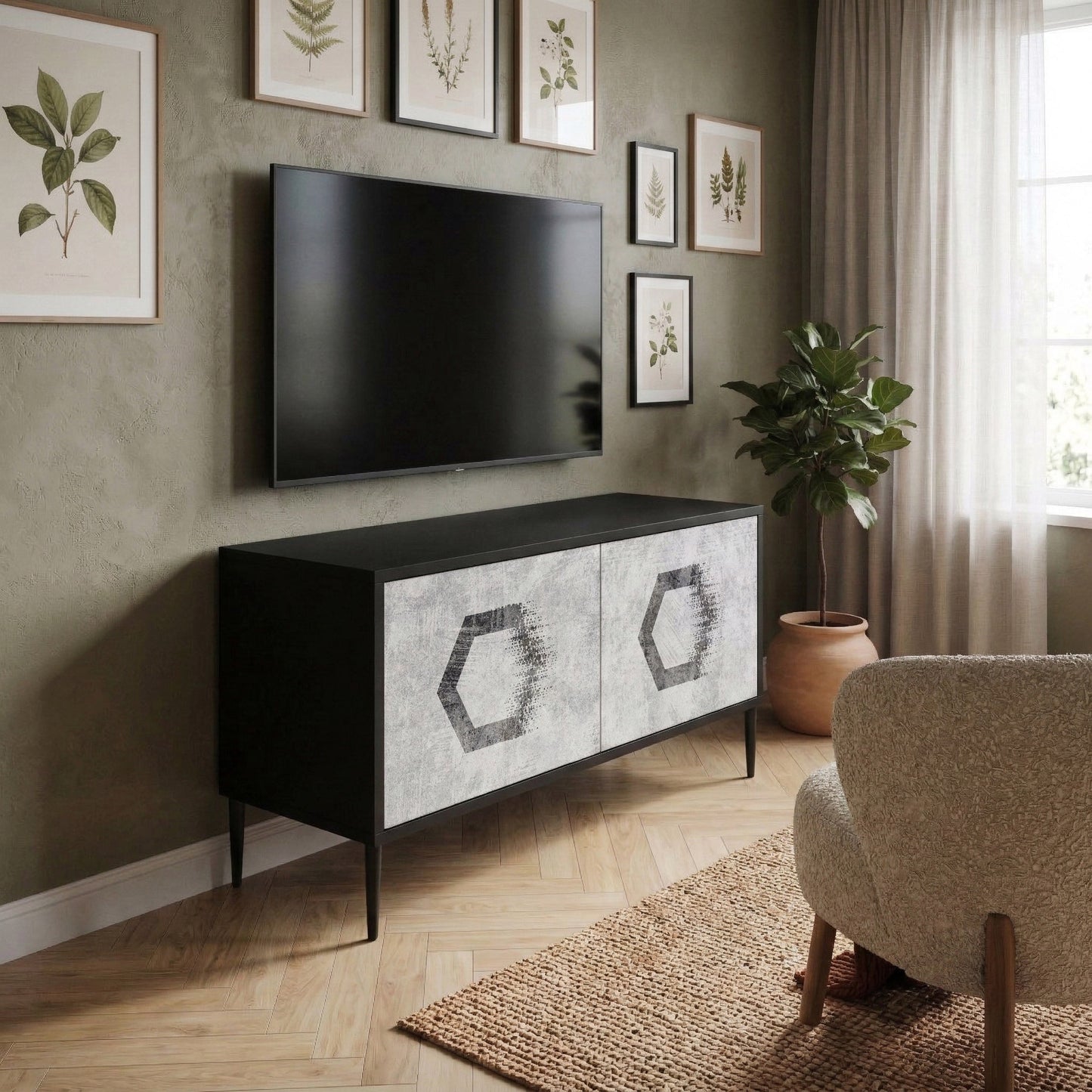HEXAGONAL FIGURES Mobile TV Compatto a 2 Ante