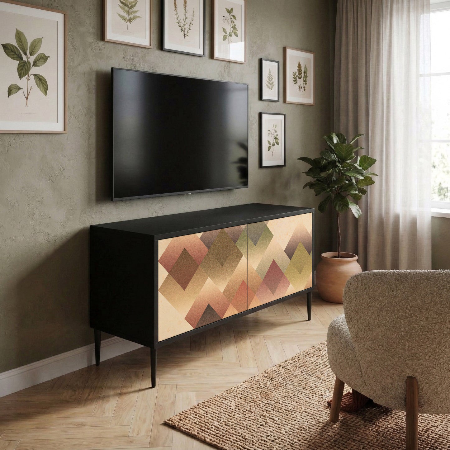 GEOMETRIC FUSION Mobile TV Compatto a 2 Ante