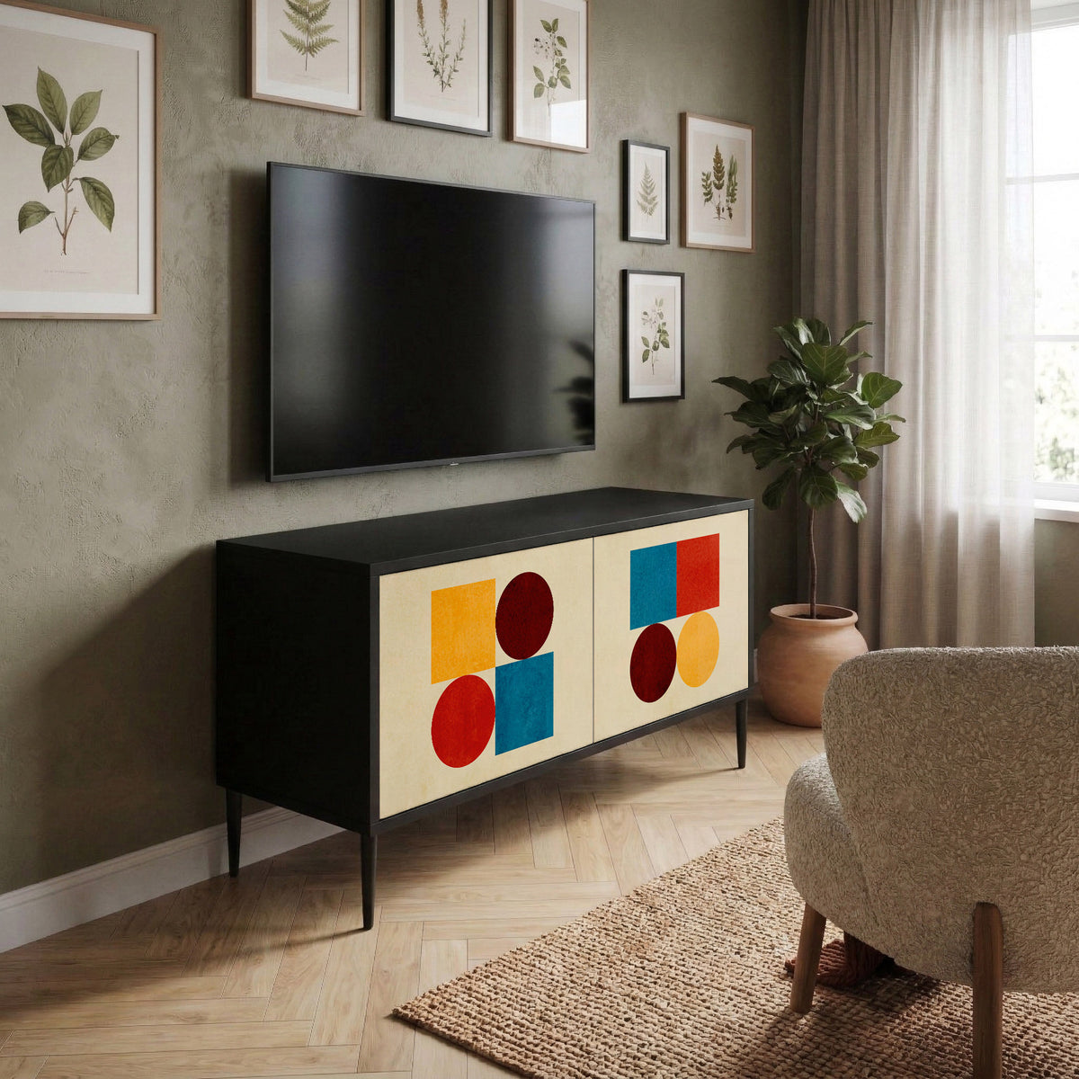 GEOMETRIC PUZZLE Mobile TV Compatto a 2 Ante
