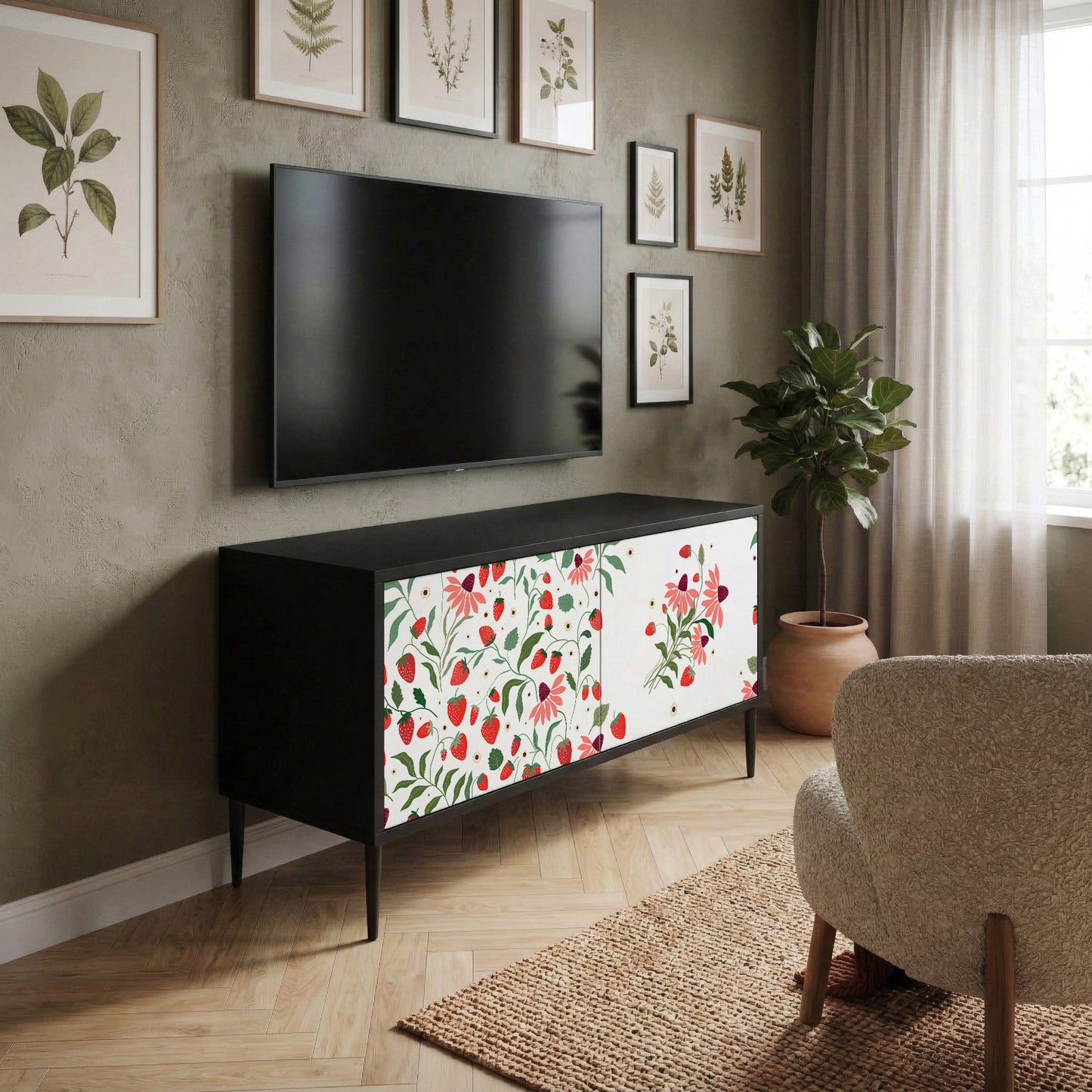 FLOWERS AND STRAWBERRIES Mobile TV Compatto a 2 Ante