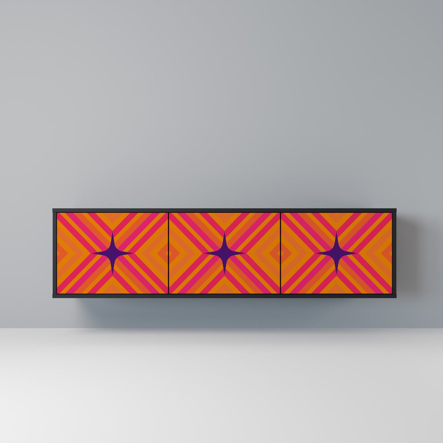 Mobile TV GEOMETRIC BRILLIANCE a 3 ante in finitura nera