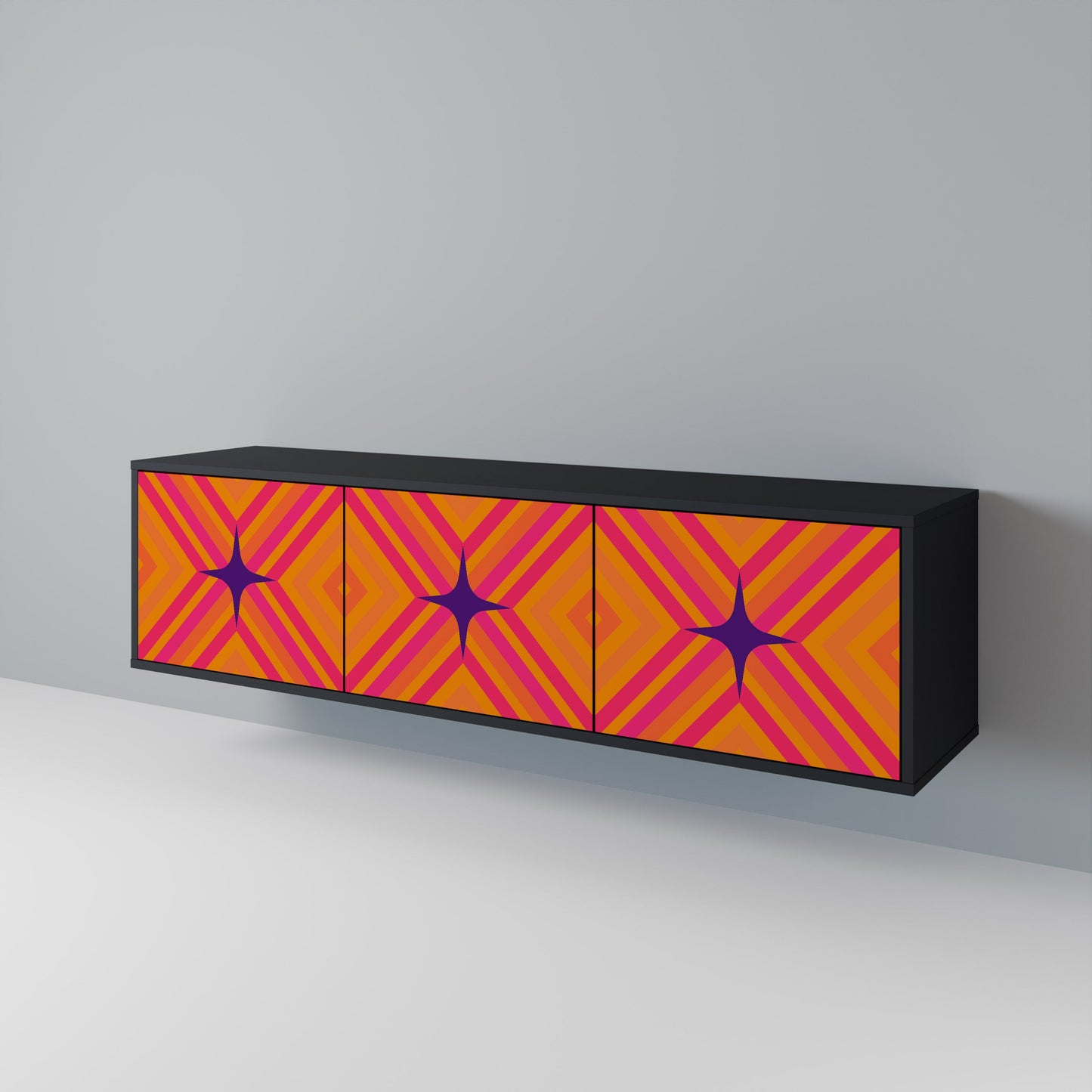 Mobile TV GEOMETRIC BRILLIANCE a 3 ante in finitura nera