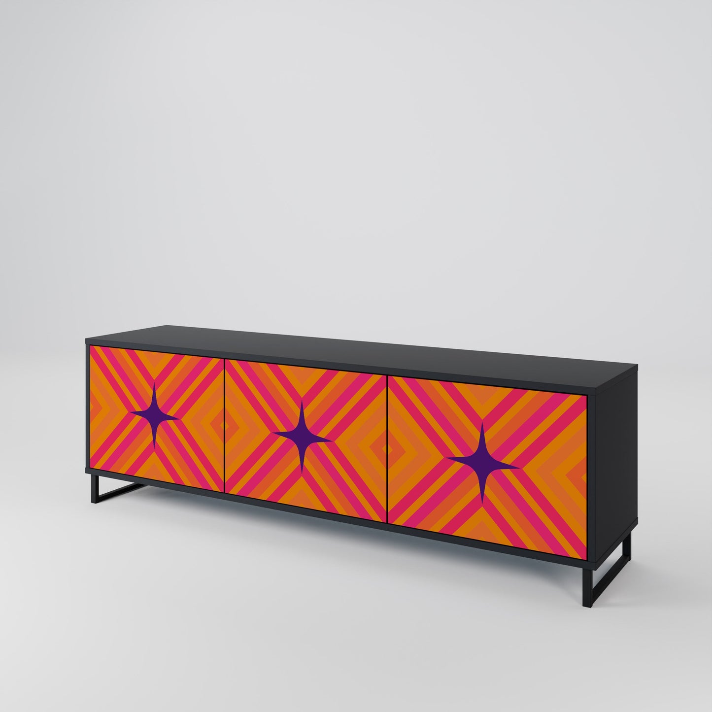 Mobile TV GEOMETRIC BRILLIANCE a 3 ante in finitura nera