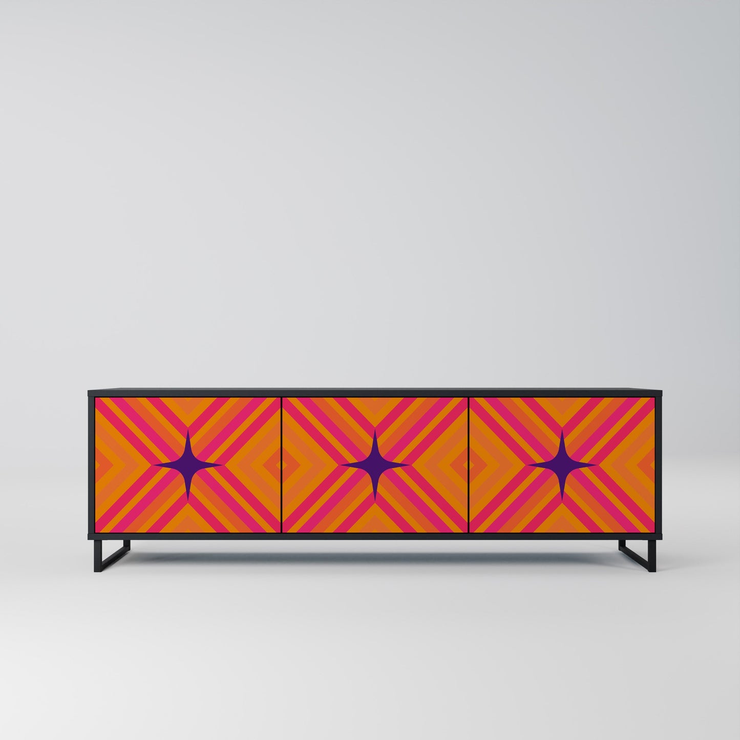 Mobile TV GEOMETRIC BRILLIANCE a 3 ante in finitura nera