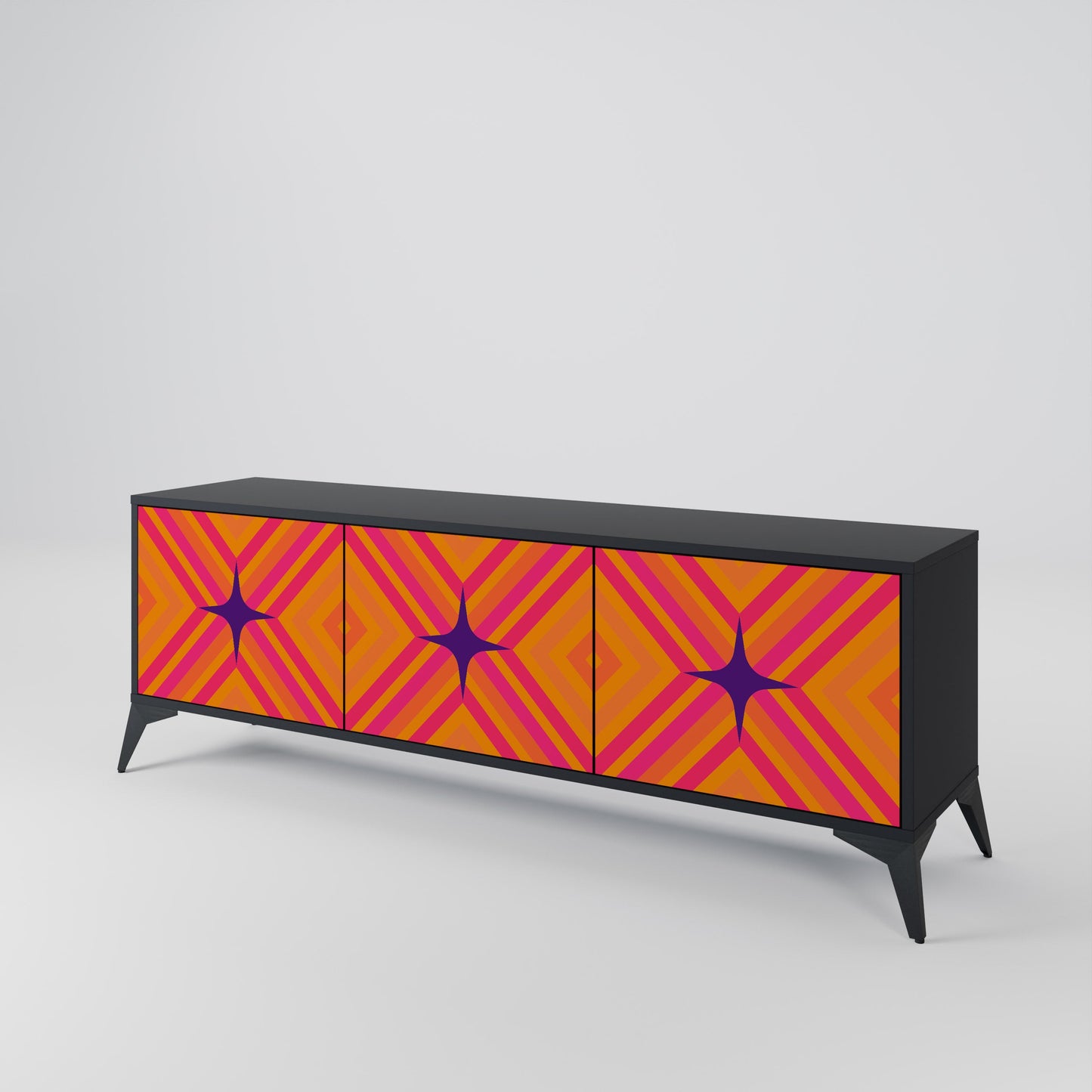 Mobile TV GEOMETRIC BRILLIANCE a 3 ante in finitura nera